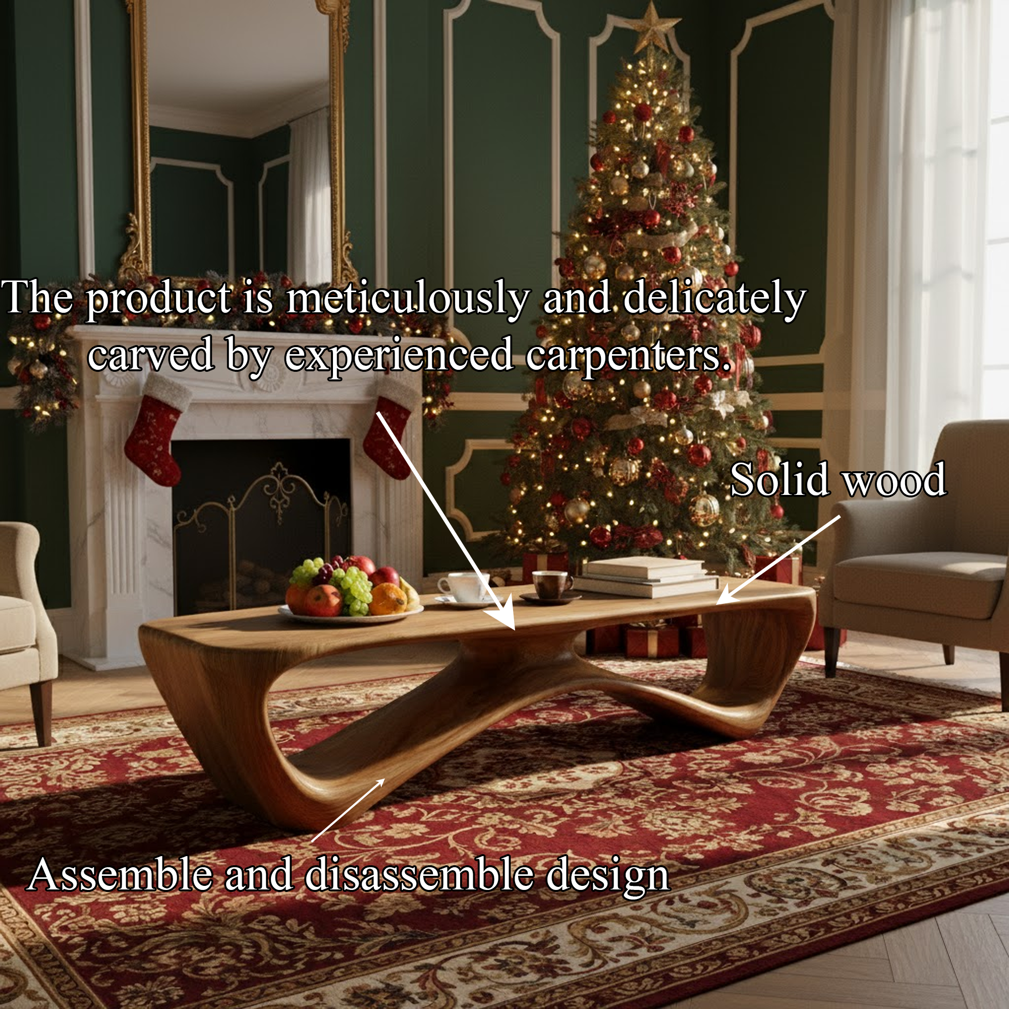 Rustic Coffee Table Christmas Entryway Holiday Decor SINLKICF256