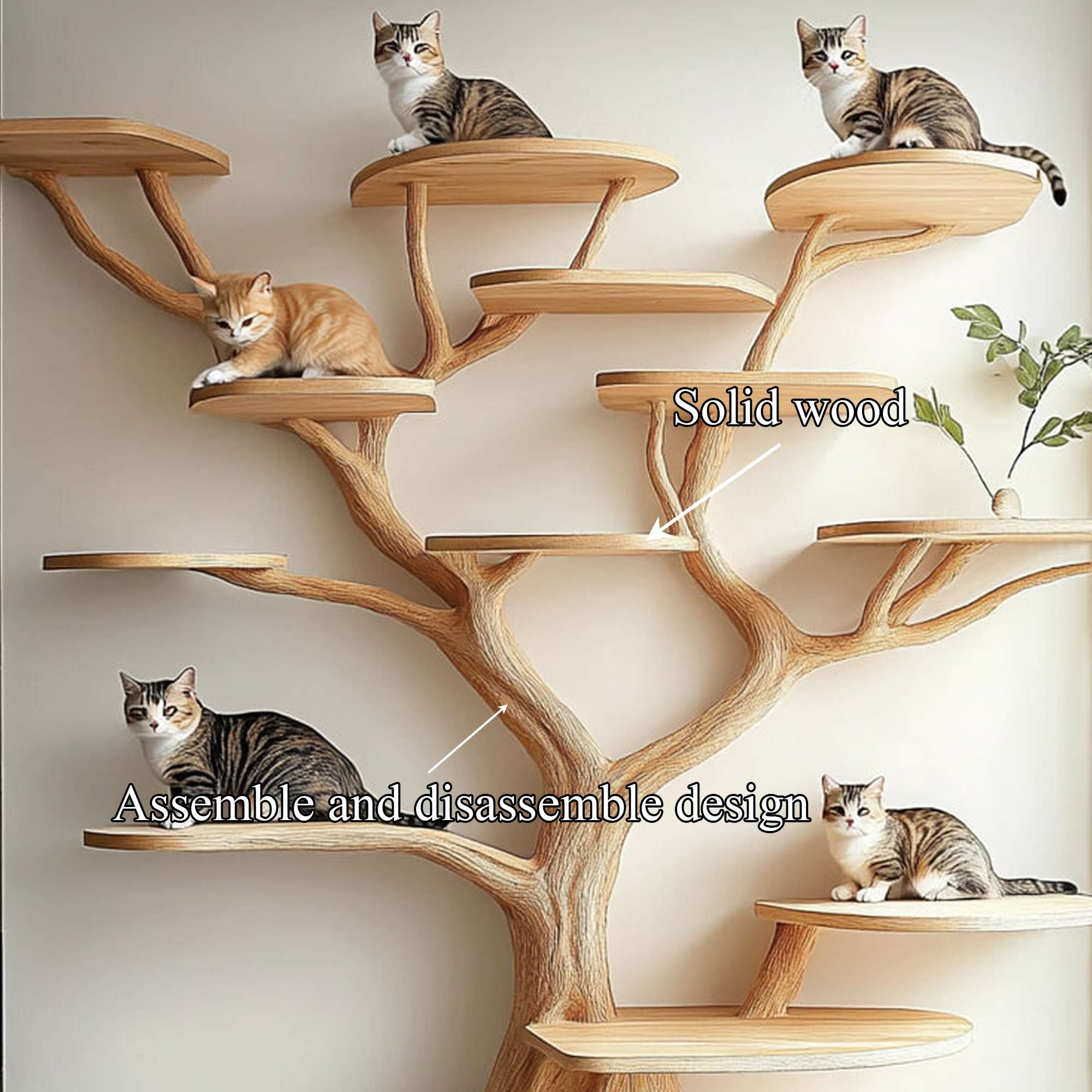 Artistic Cat Tree Sculptural Multi-Tier Climbing Shelf For Modern Living Room SINLKITT091