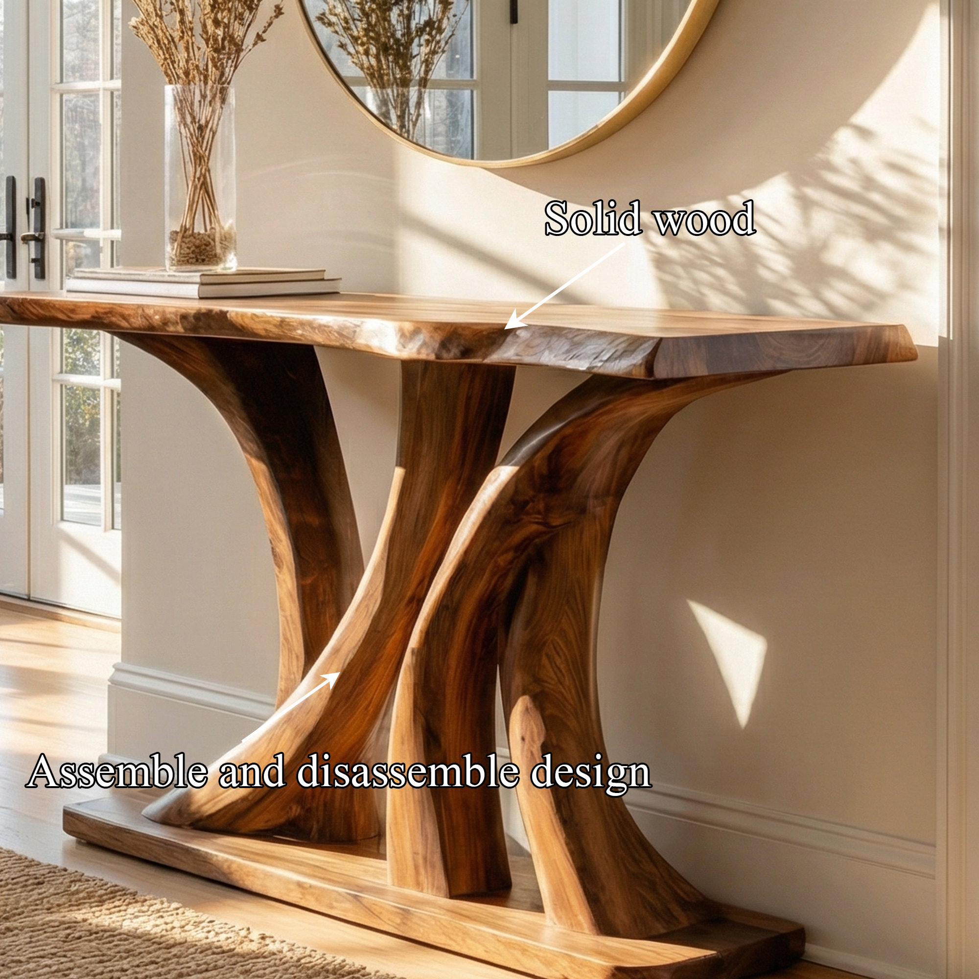Modern Twin Pedestal Console Table Entryway Hallway Living Room SINLKICS496