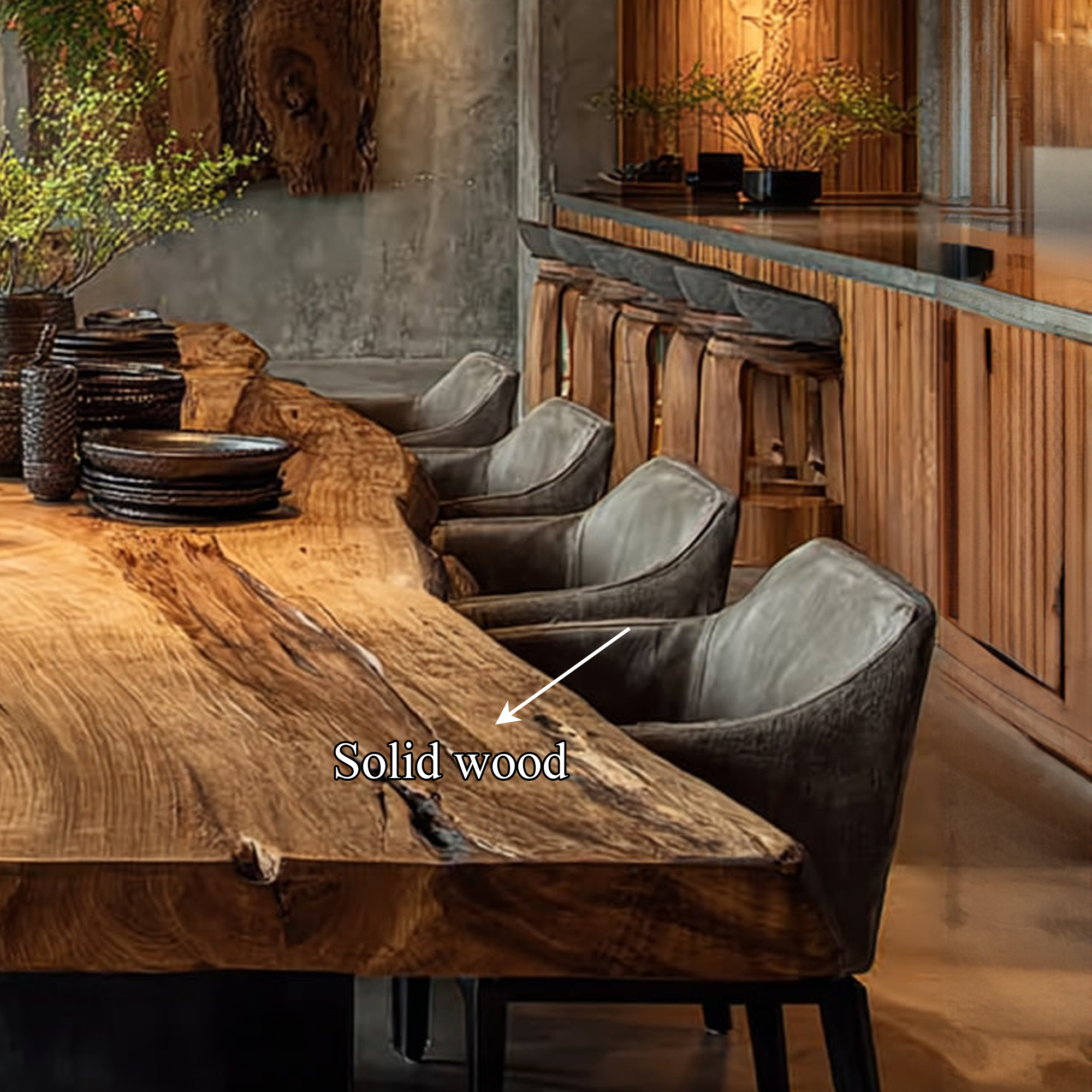 Rustic Live Edge Dining Table Modern Kitchen SINLKIDT080