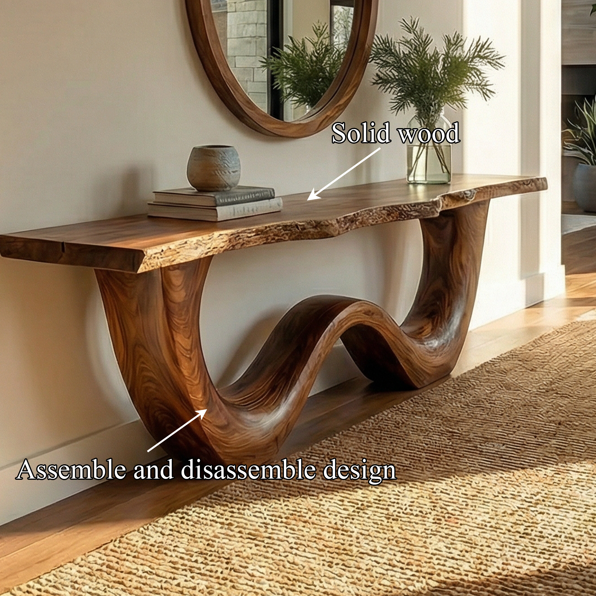 Organic Wave Base Console Table Entryway Hallway Living Room SINLKICS497