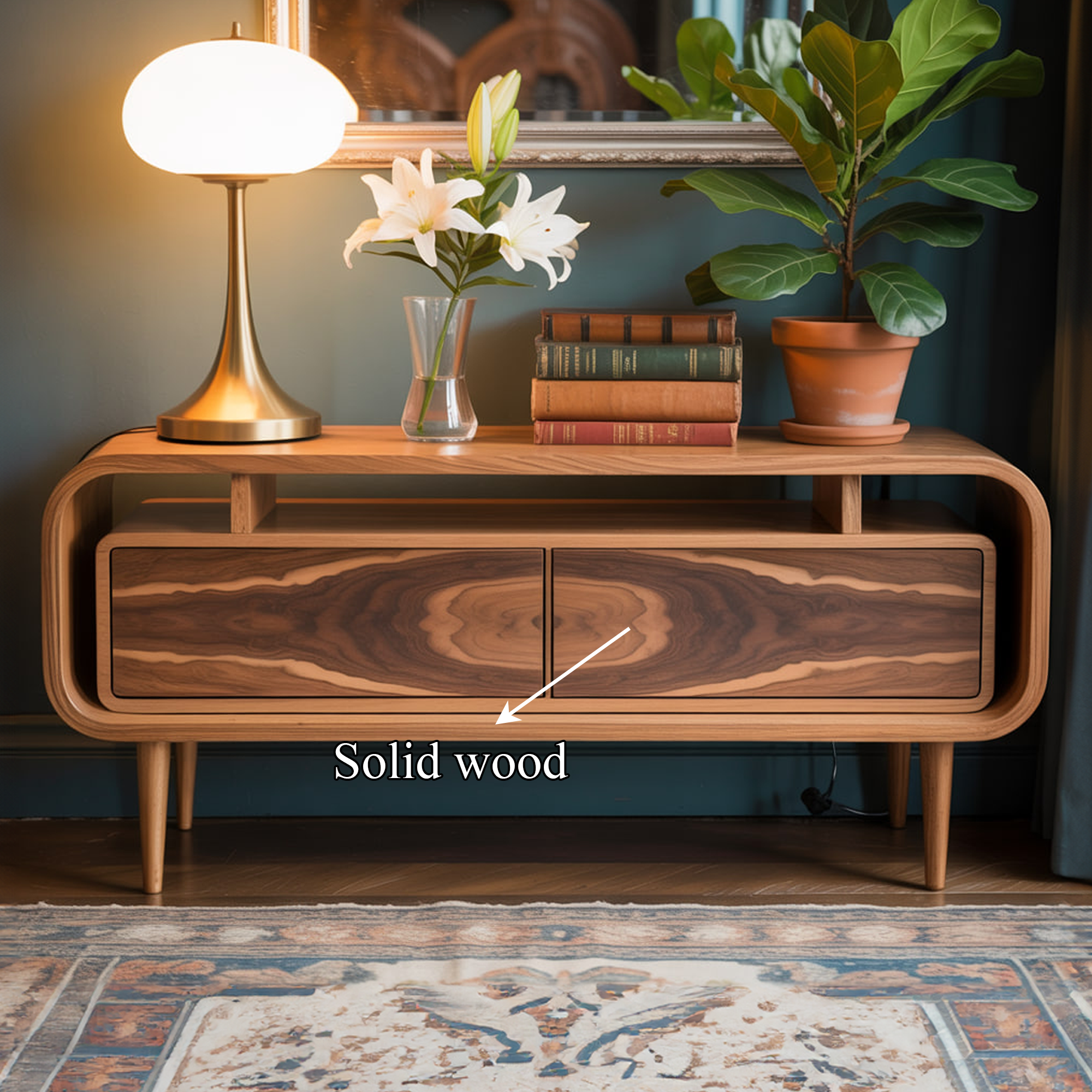 Mid Century Wooden Storage Console Living Room Or Entryway SINLKISC277