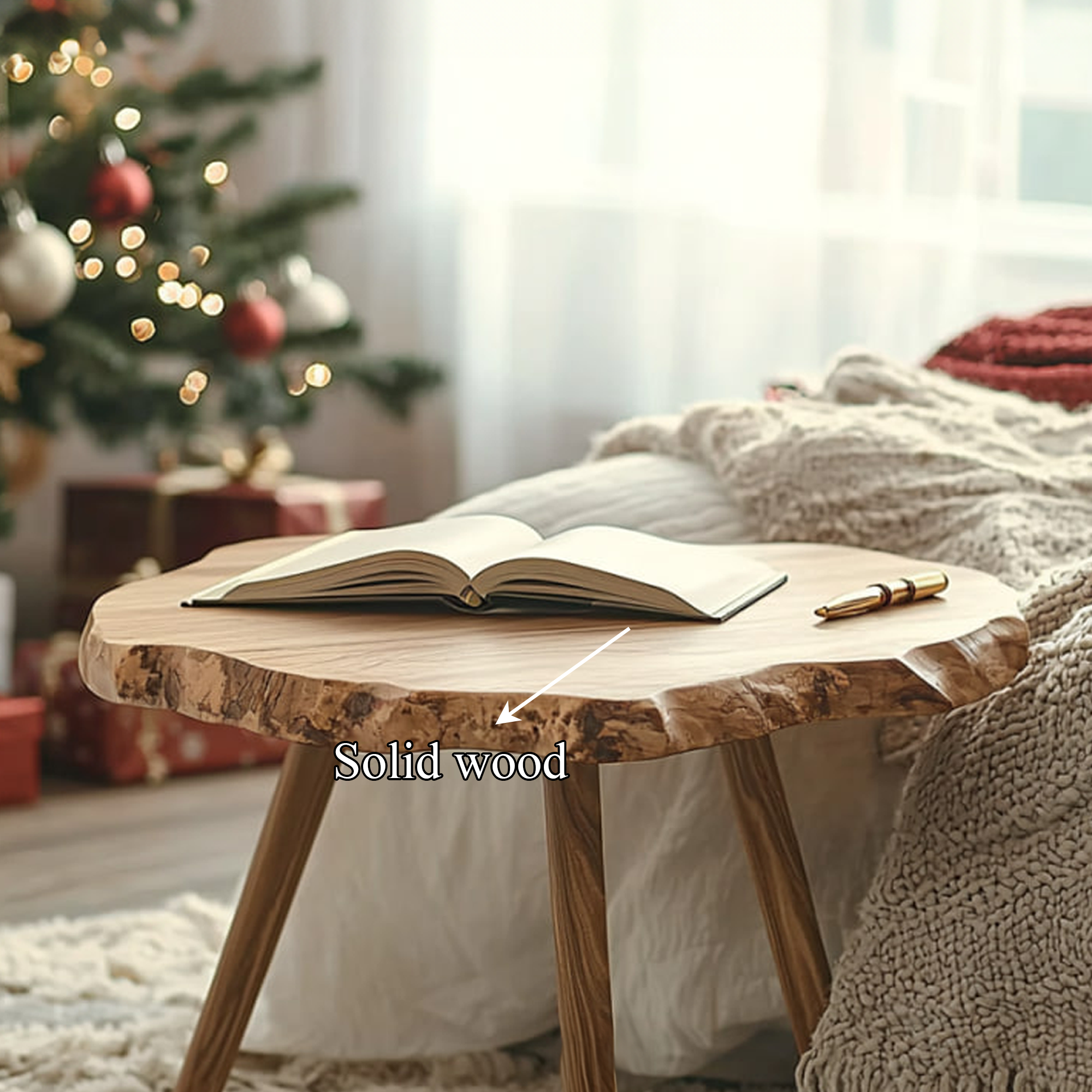 Rustic Live Edge Side Table Christmas Bedroom Decor SINLKIBT197