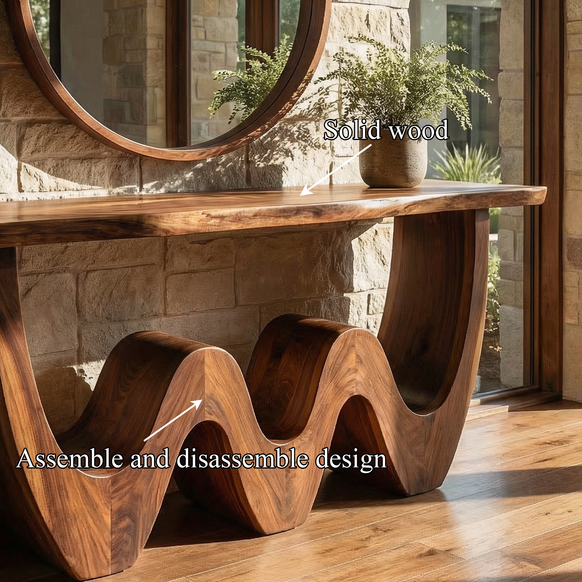 Rustic Triple Wave Console Table Entryway Hallway Living Room SINLKICS501