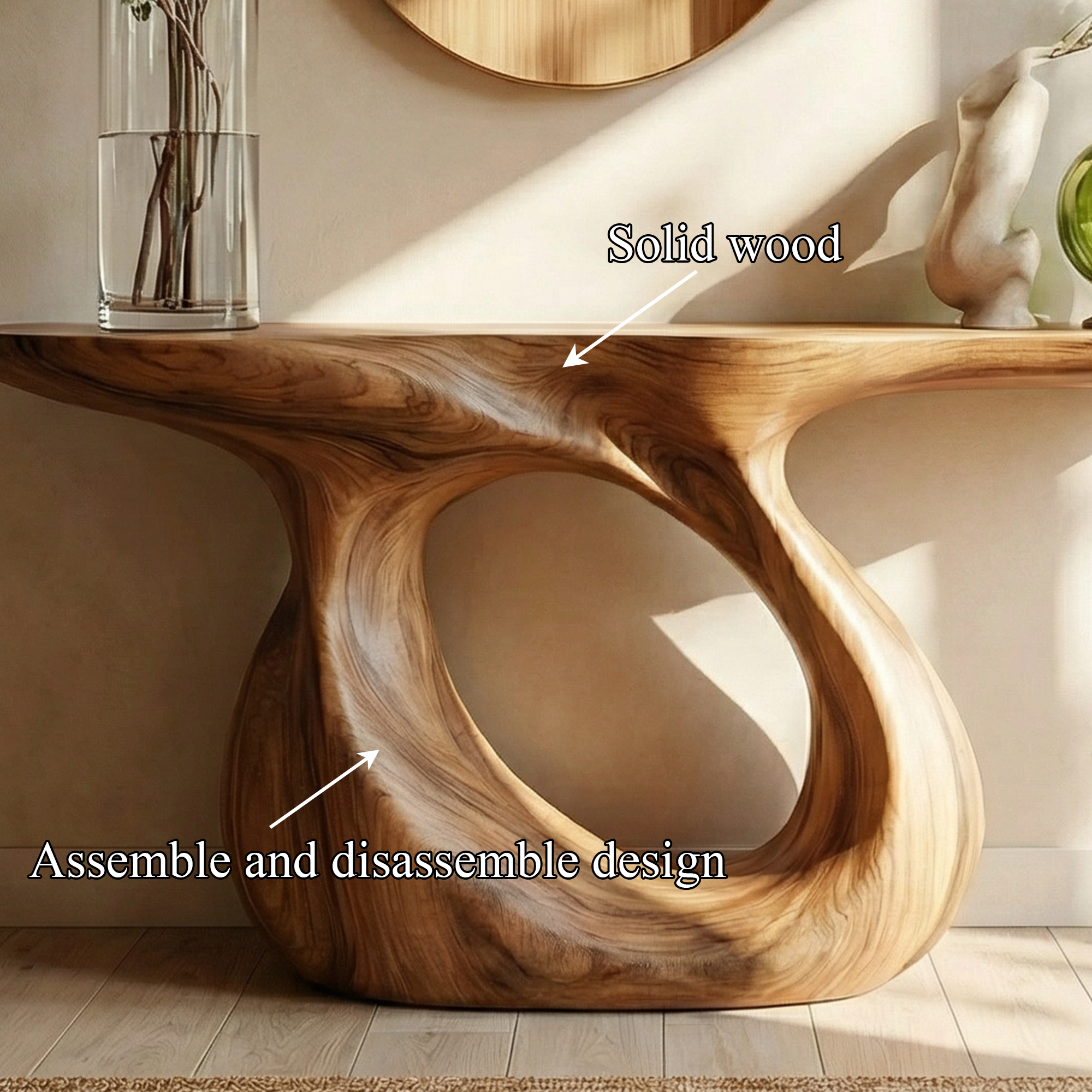 Organic Ring Base Console Table Entryway Hallway Living Room SINLKICS504