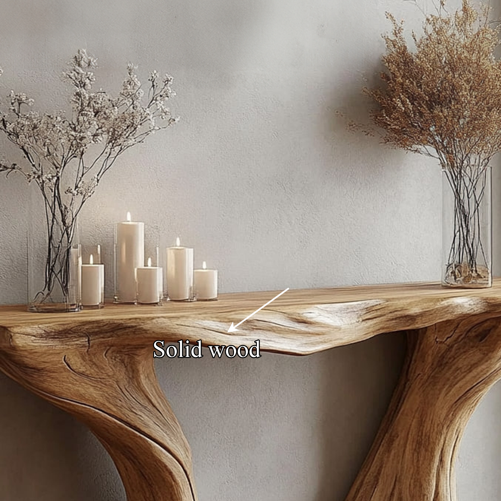 Rustic Console Table Sculptural Hourglass Base Luxury Foyer SINLKICS350