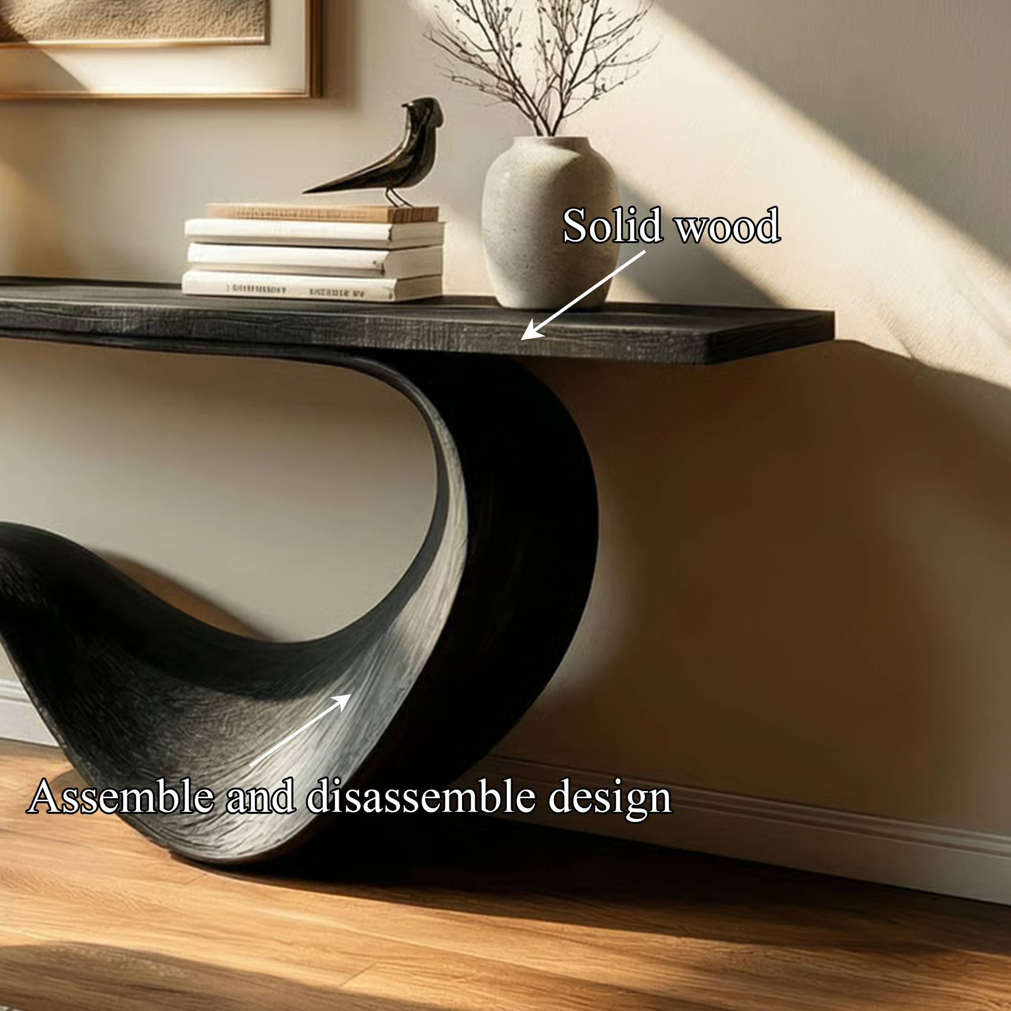 Modern Sculptural Console Table Entryway Hallway Living Room SINLKICS487