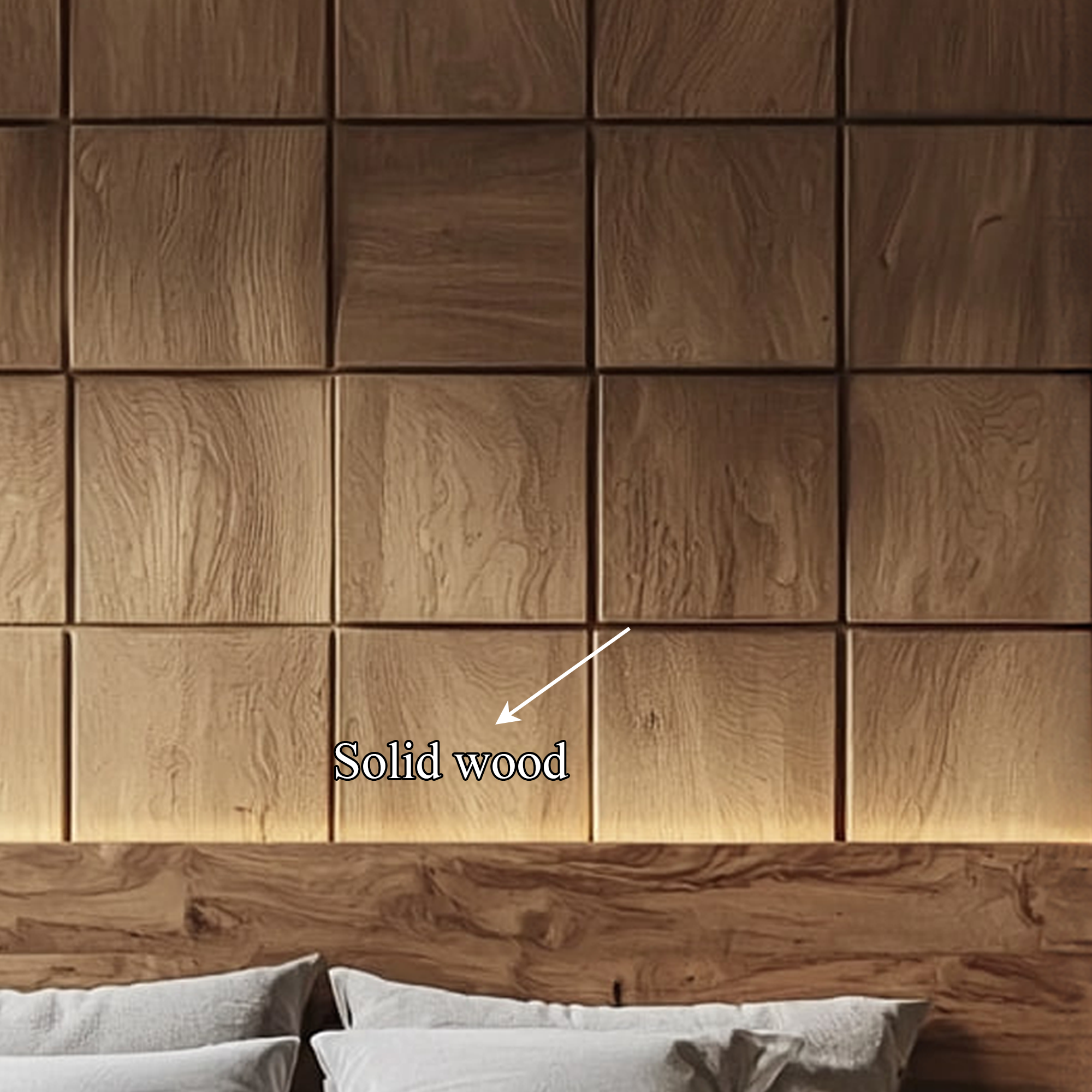 Minimal Solid Wood Panel Headboard Bedroom Interior Contemporary Wall Feature SINLKIDH011