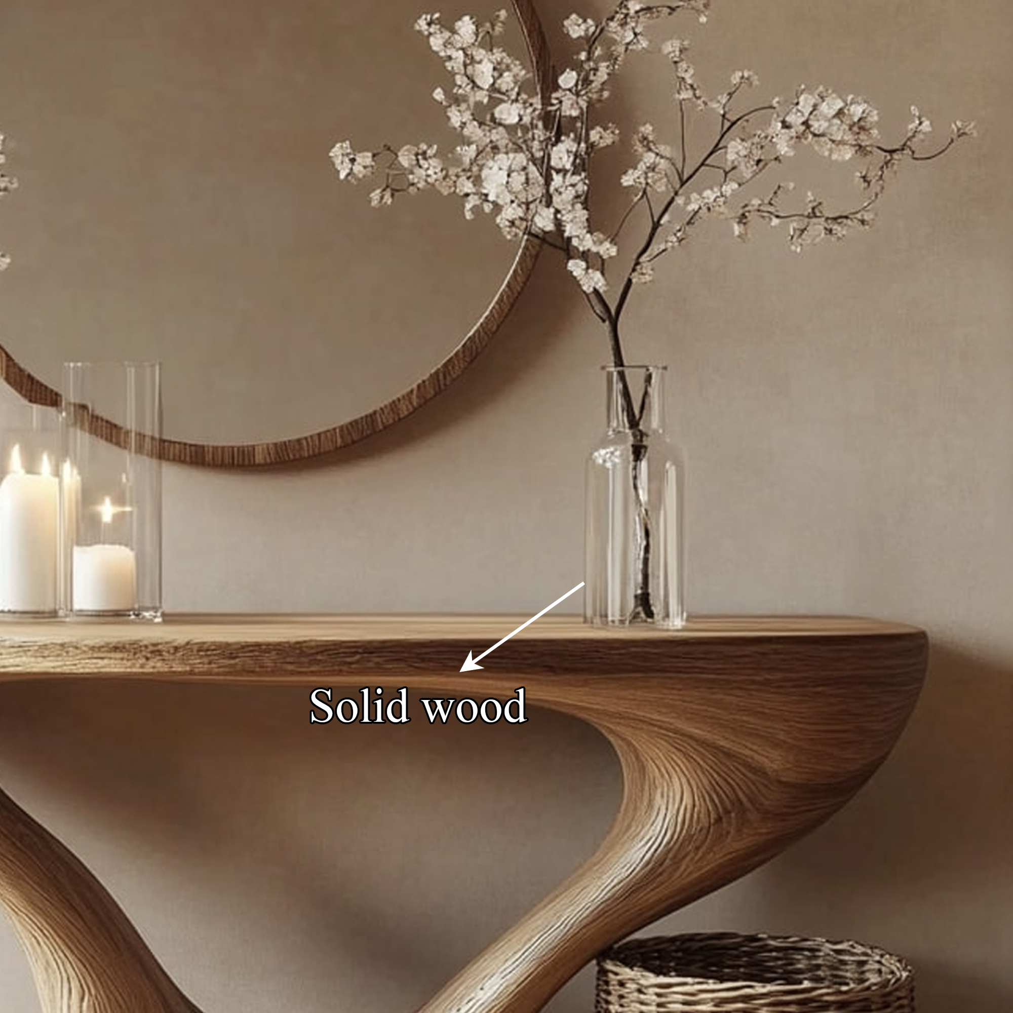 Mid Century Console Table Minimalist Wood Art Entrance SINLKICS346
