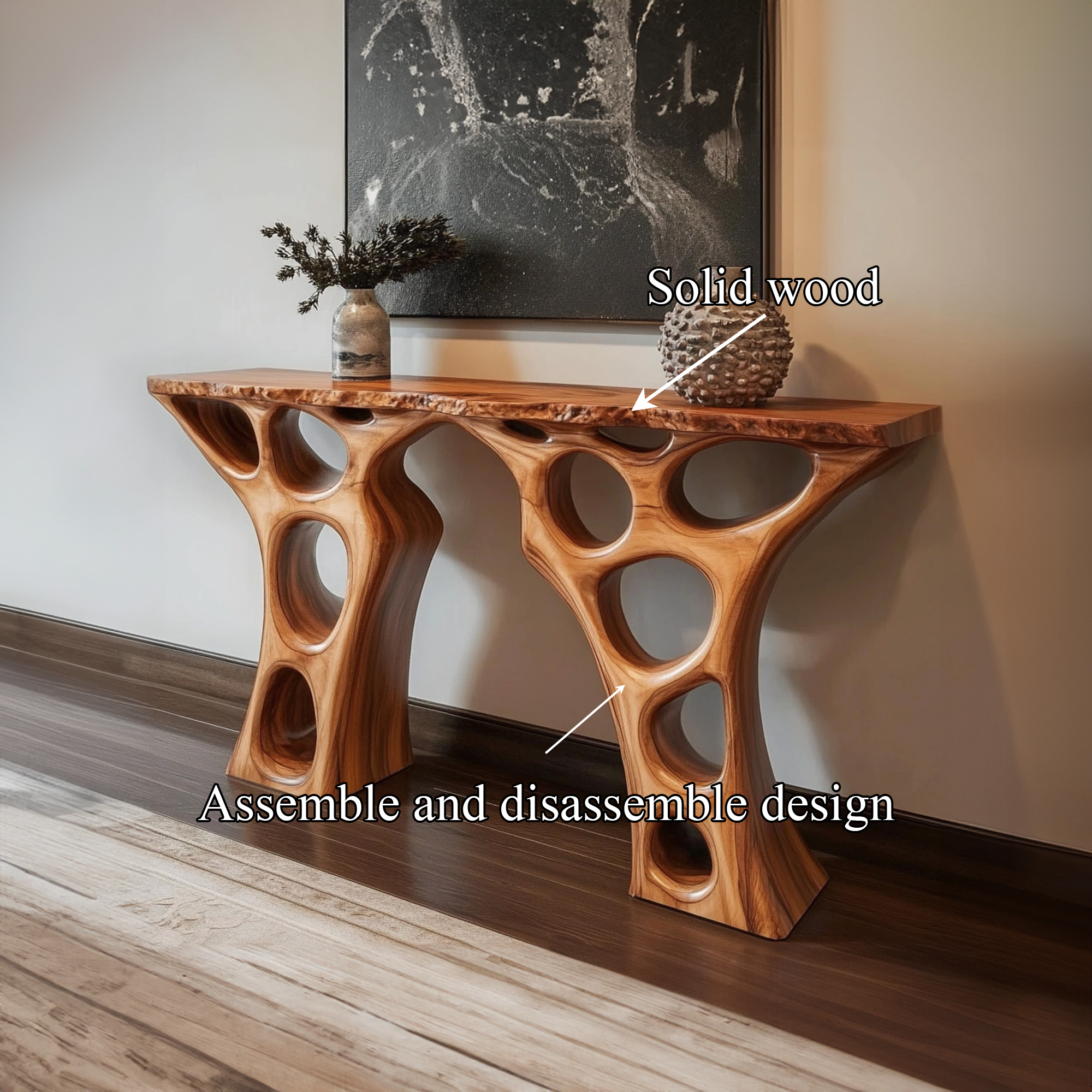 Mid Century Console Table Abstract Sculptural Base Luxury Foyer SINLKICS365