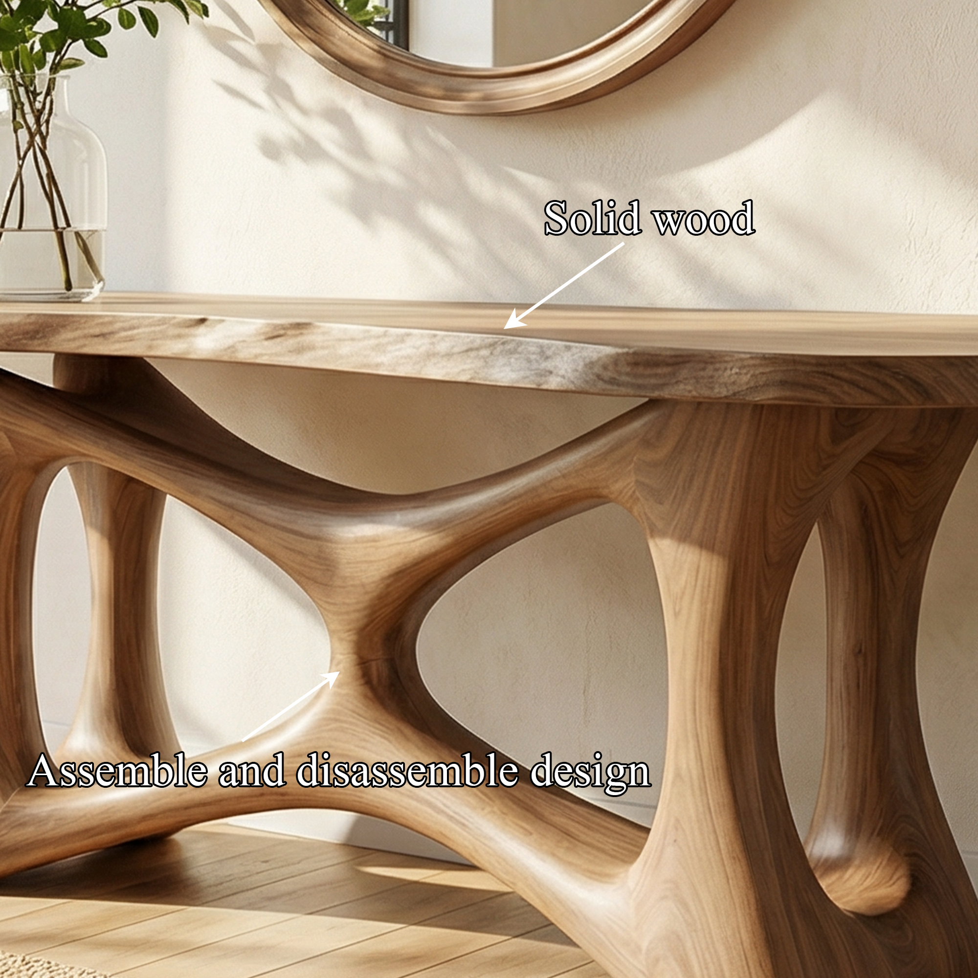 Organic Sculptural Console Table Sofa Back Living Room SINLKICS509