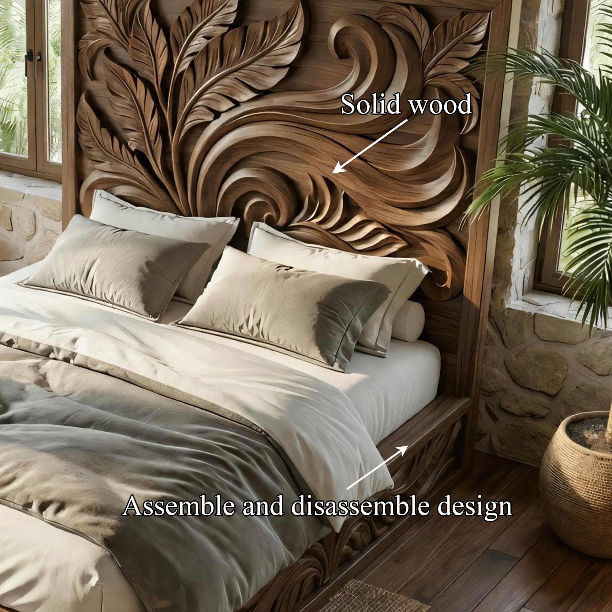 Rustic Artistic King Bed Frame For Bedroom And Private Interior SINLKIWB112