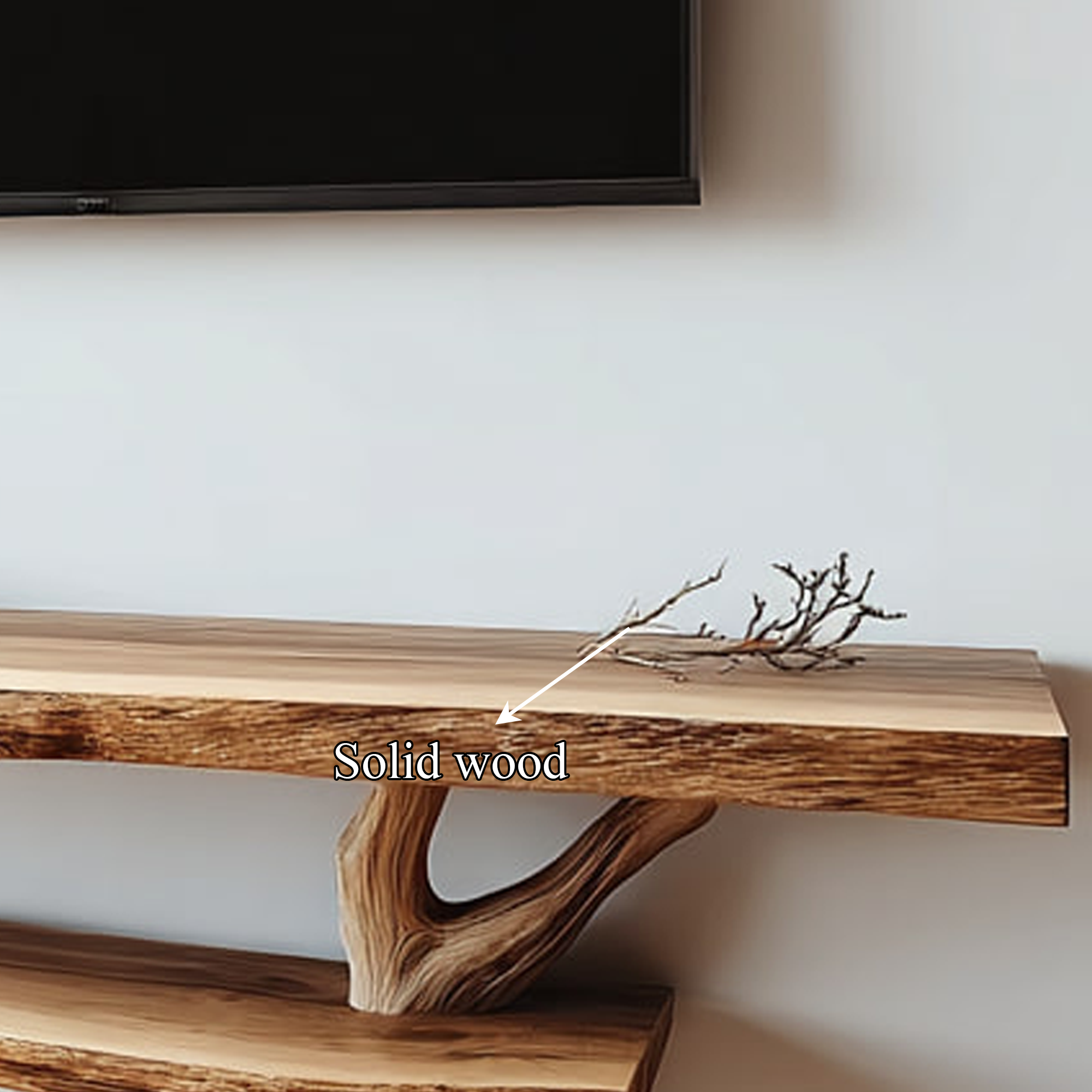 Rustic TV Console Table Live Edge Double Tier Living Room SINLKICS311