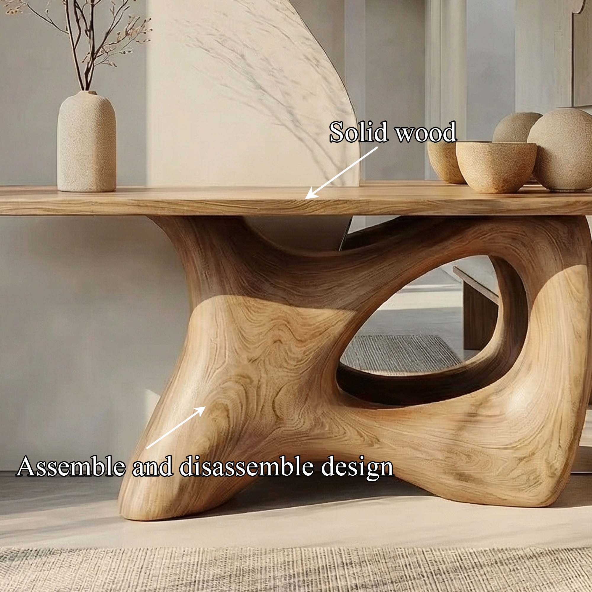 Organic Freeform Base Console Table Entryway Hallway Living Room SINLKICS515
