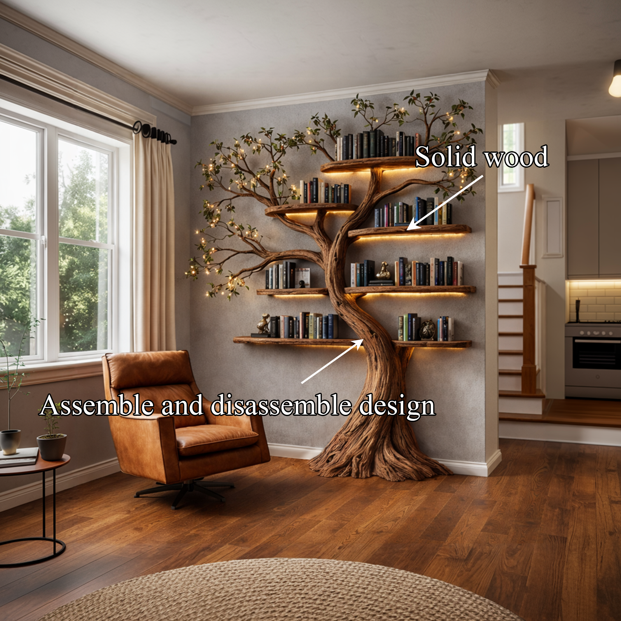 Rustic Artisan Tree Bookshelf Statement Piece For Living Space SINLKITB687