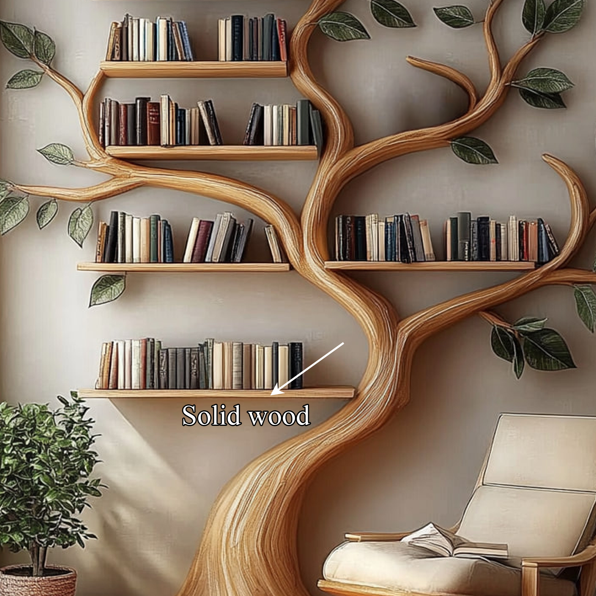 Rustic Branch Bookshelf Bedroom Reading Nook Or Home Library SINLKITB333