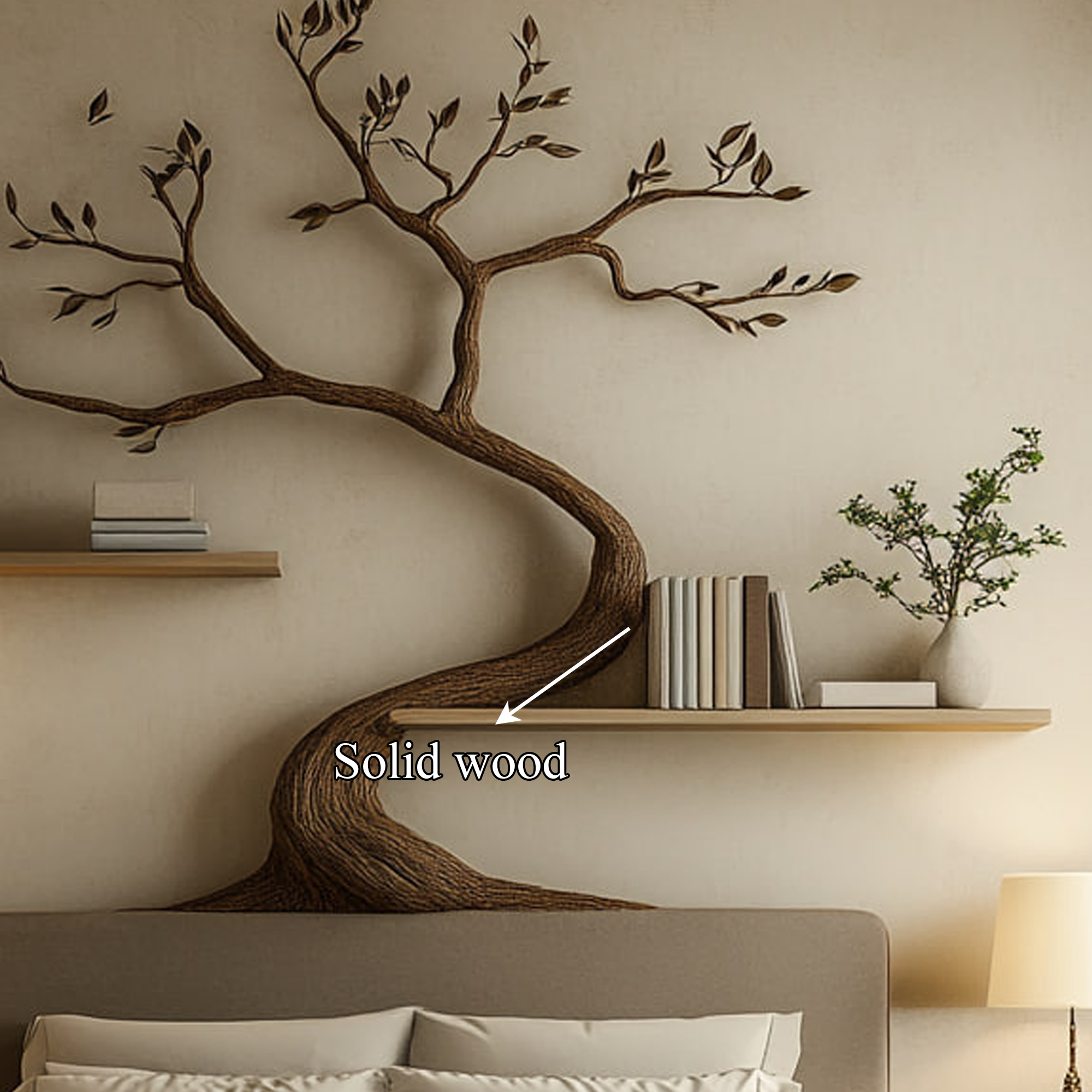 Mid Century Tree Wall Bookshelf Modern Bedroom Decor SINLKITBS095
