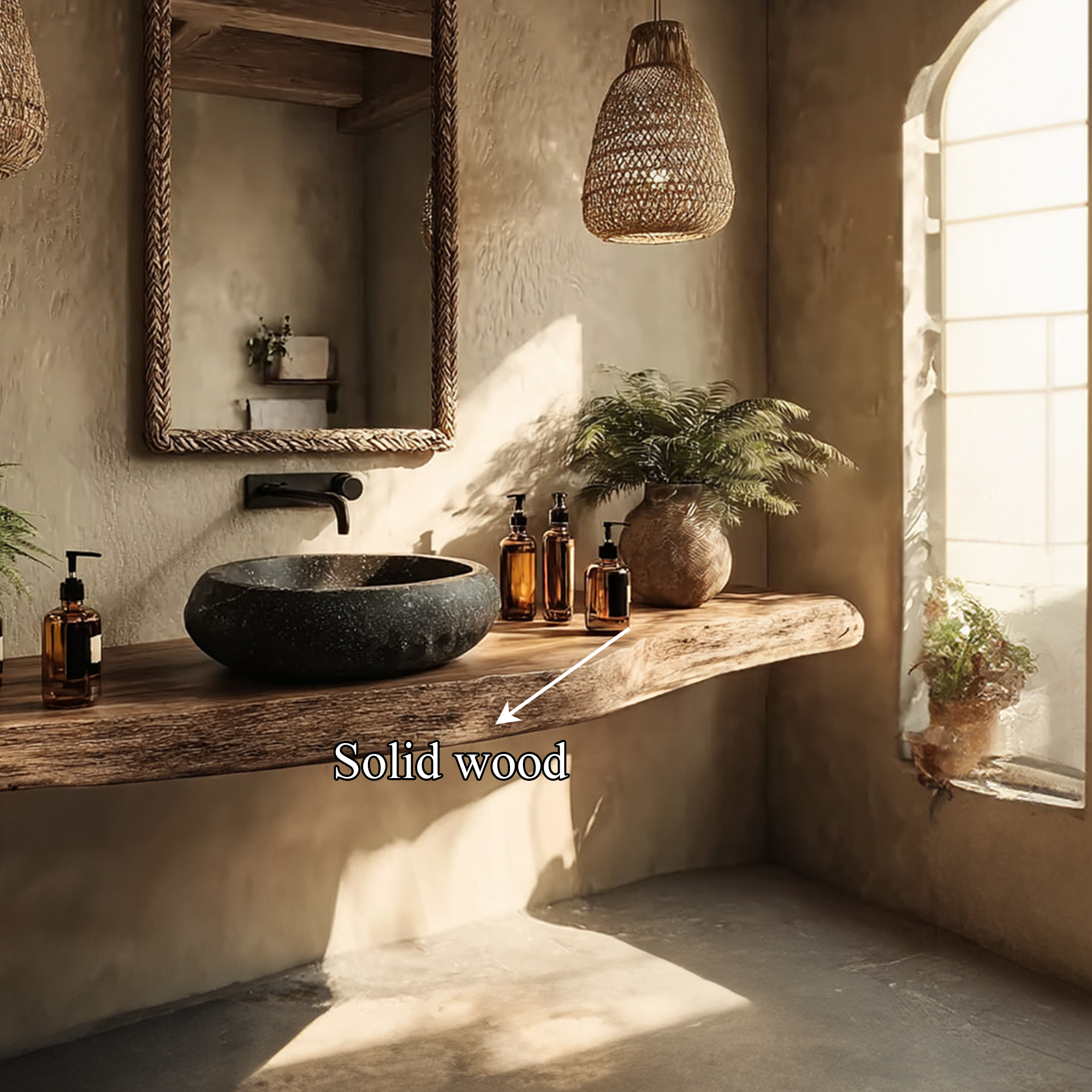 Rustic Floating Shelf Natural Edge Bathroom SINLKIBRV156