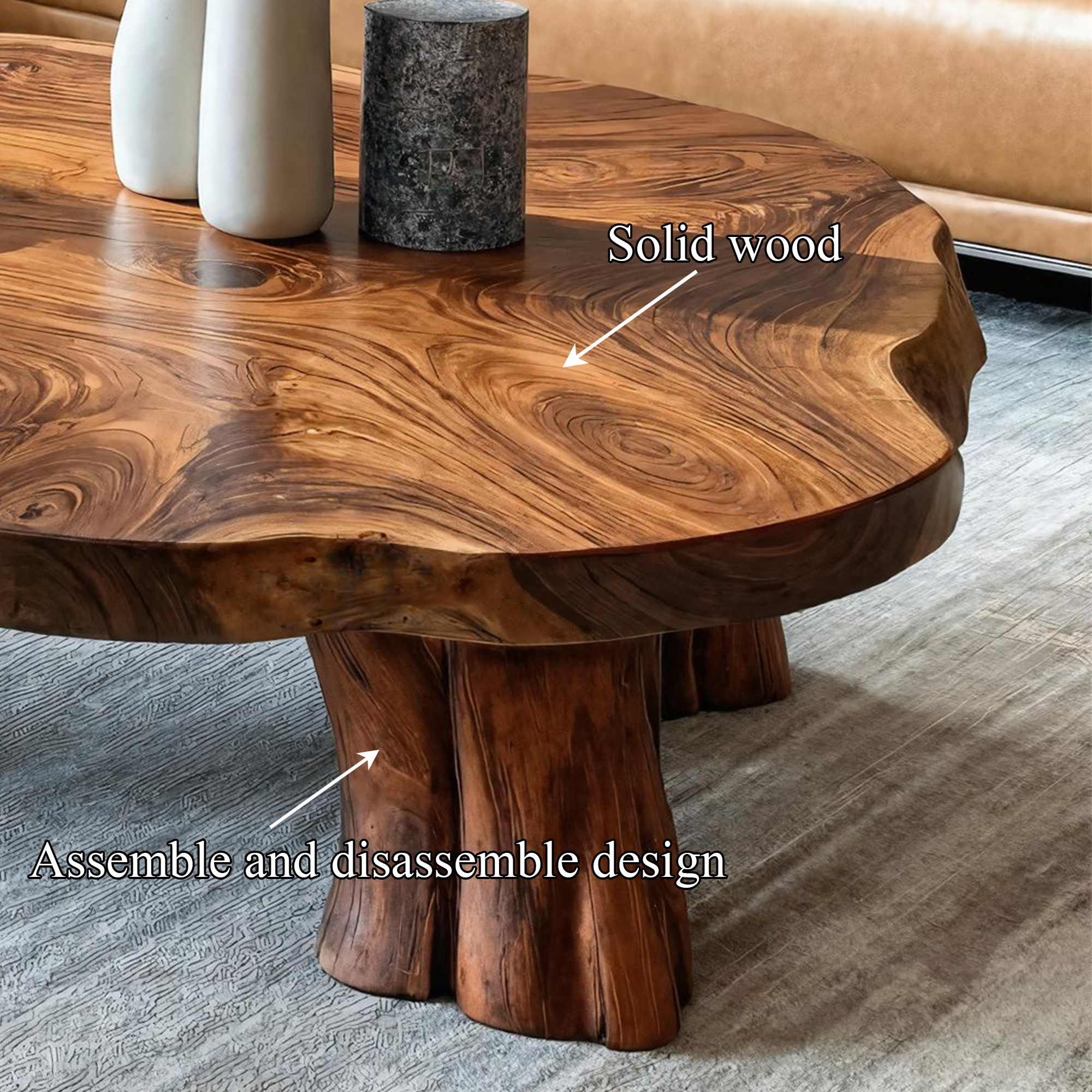 Organic Sculptural Wood Coffee Table Living Room Natural Edge Center Table SINLKICF324