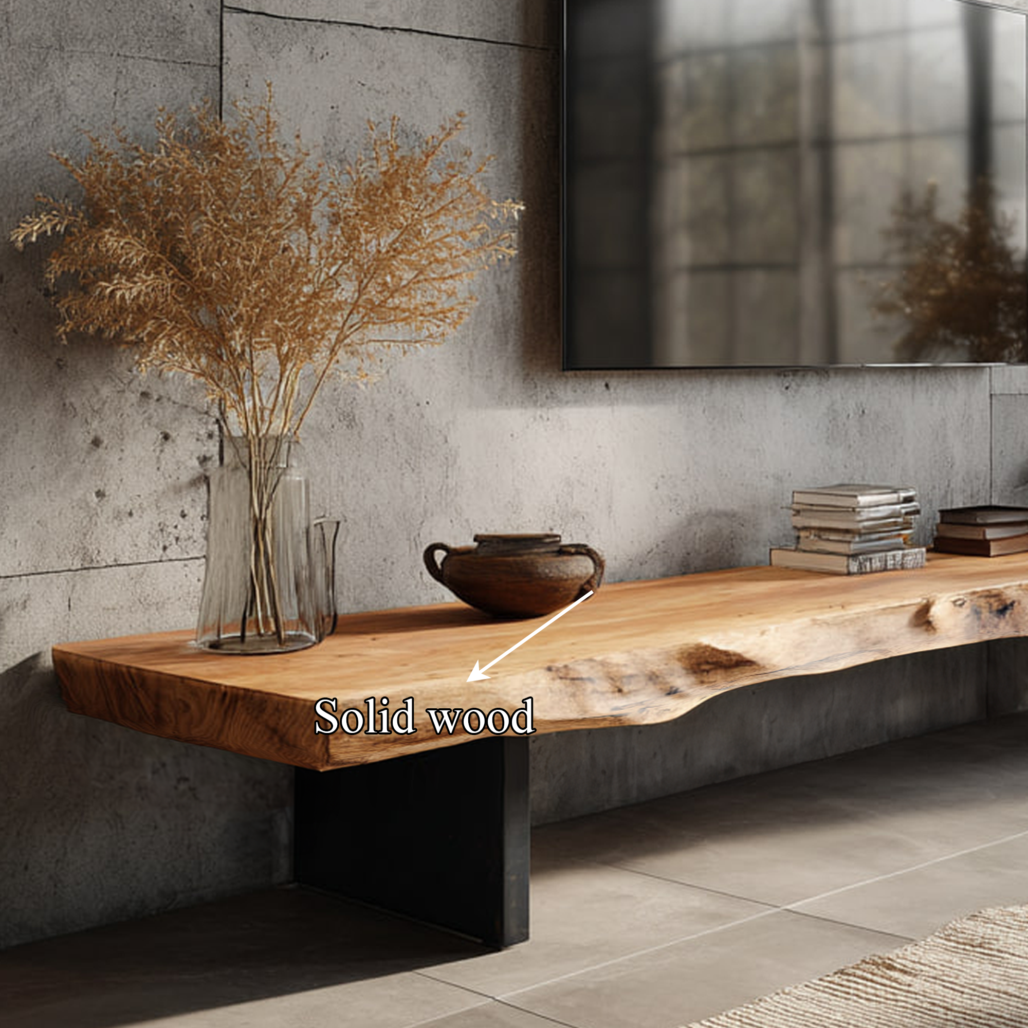 Mid-Century Modern TV Stand Live Edge Wood Living Room SINLKICS307