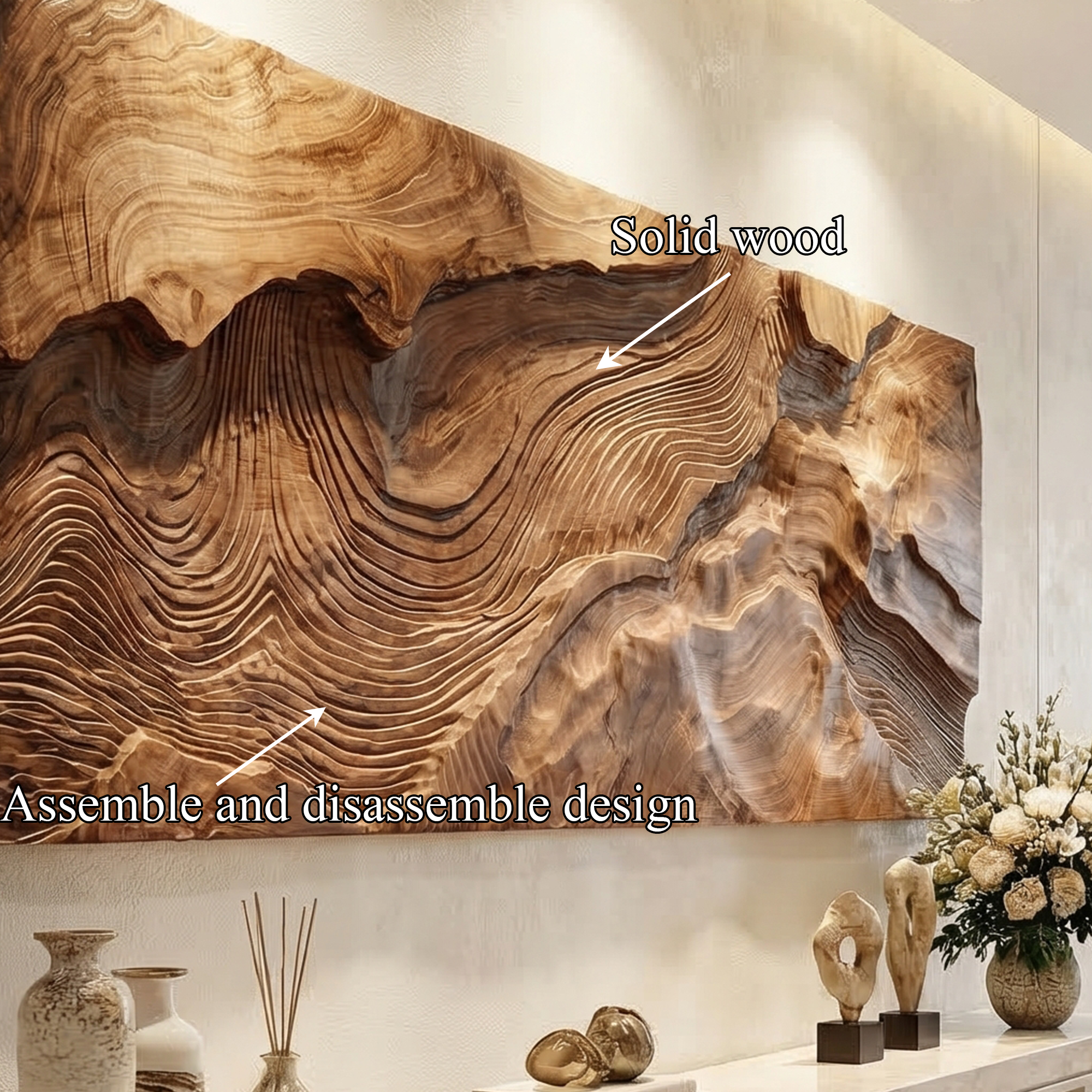 Modern Topographic Wood Wall Art Living Room Wall Decor SINLKIWD040