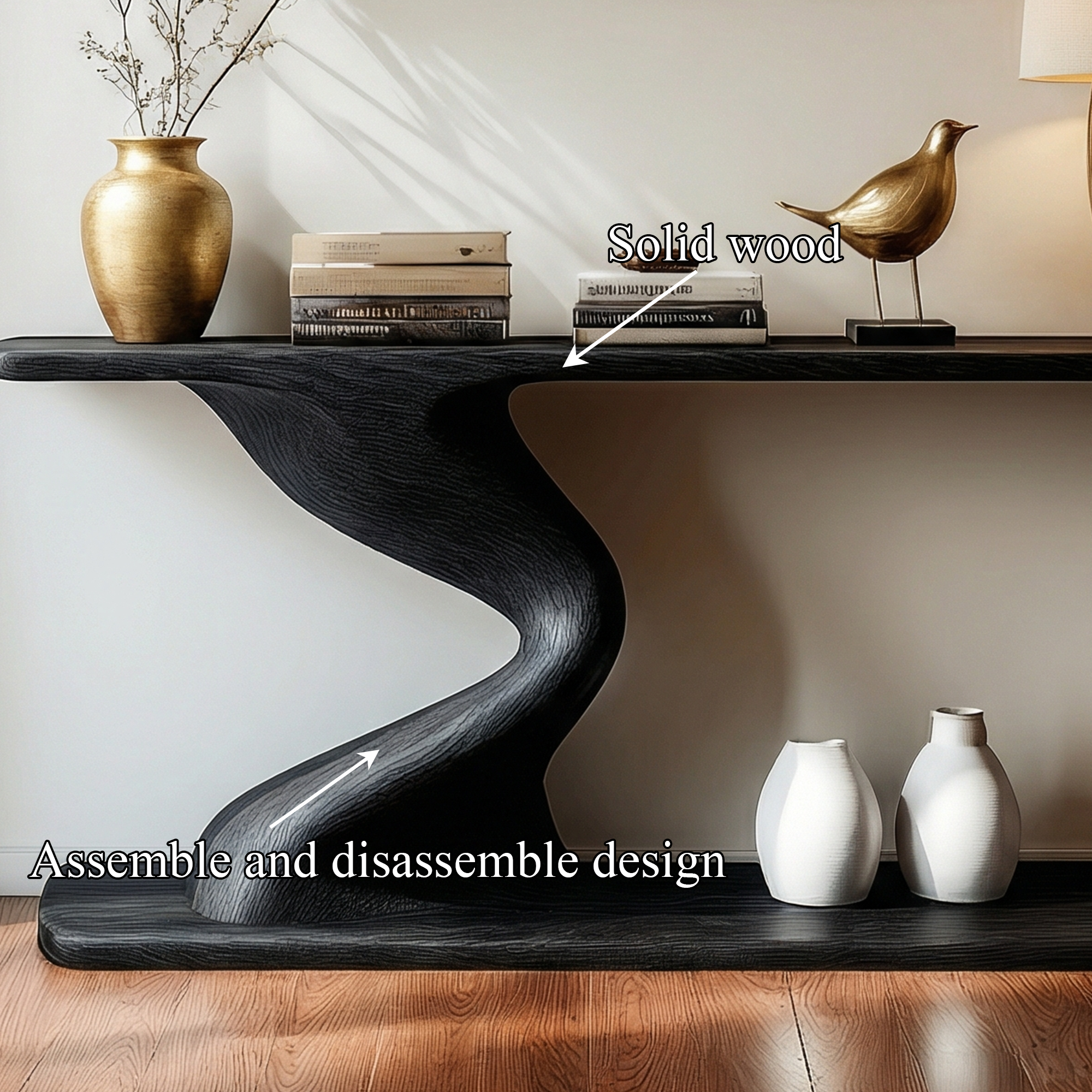 Contemporary Curved Console Table Entryway Hallway Living Room SINLKICS488