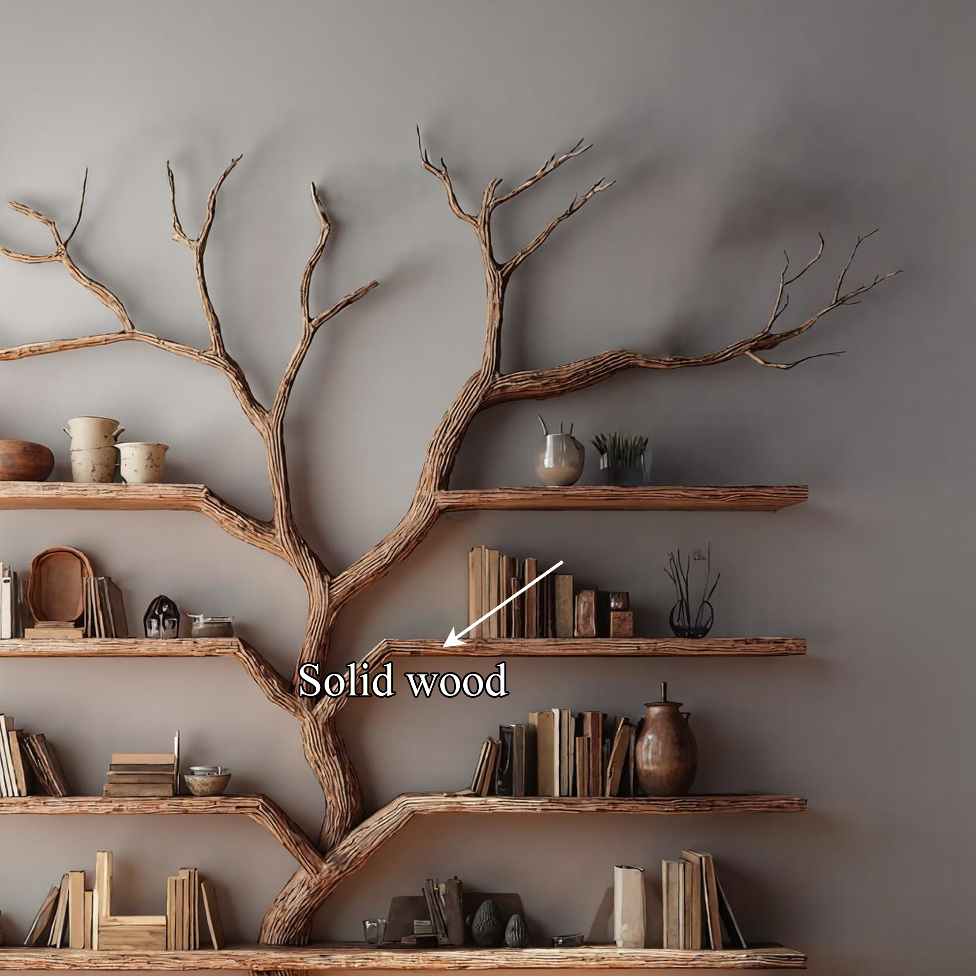 Rustic Tree Bookshelf Living Room Large Wall Display SINLKITB321