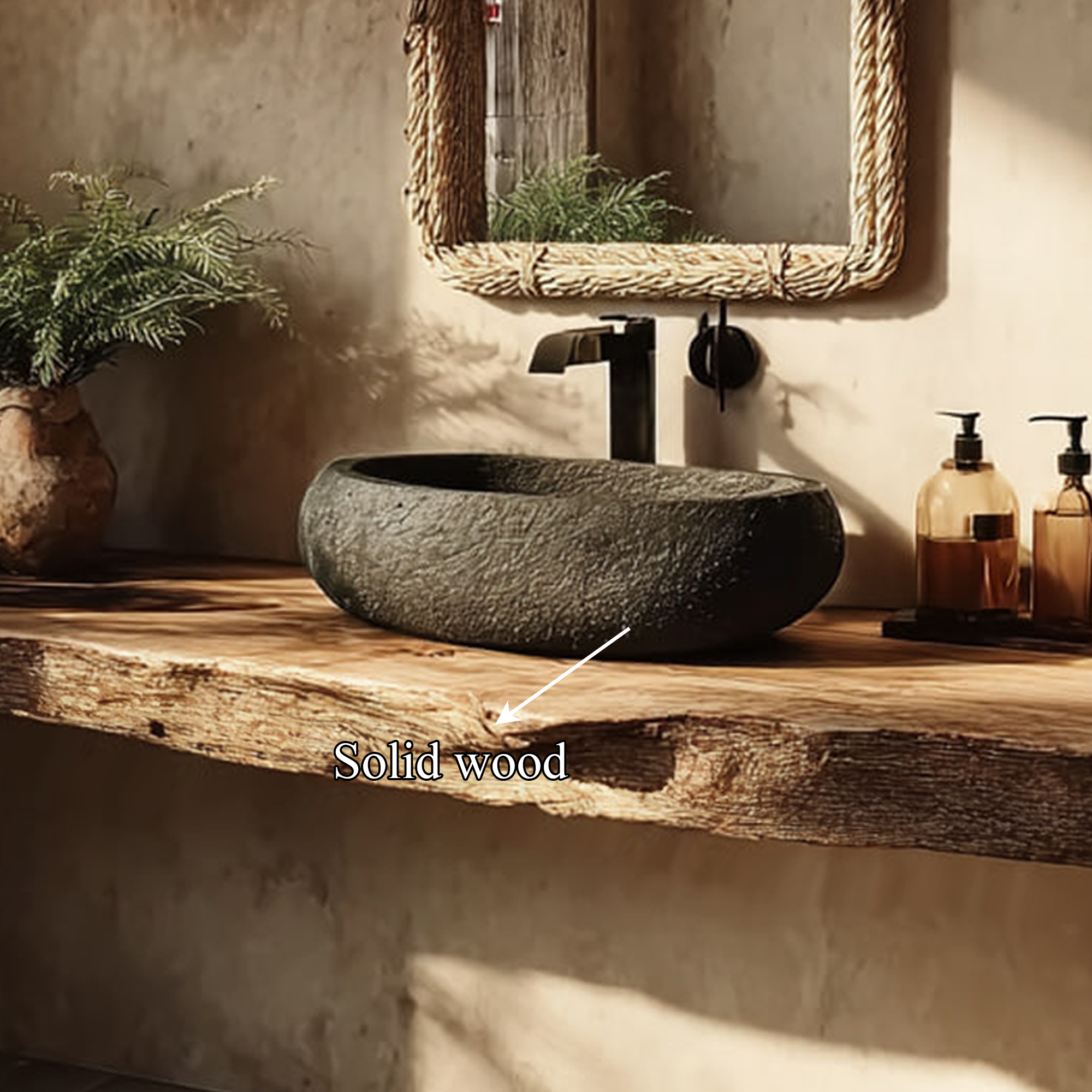 Midcentury Floating Shelf Natural Edge Bathroom SINLKIBRV157