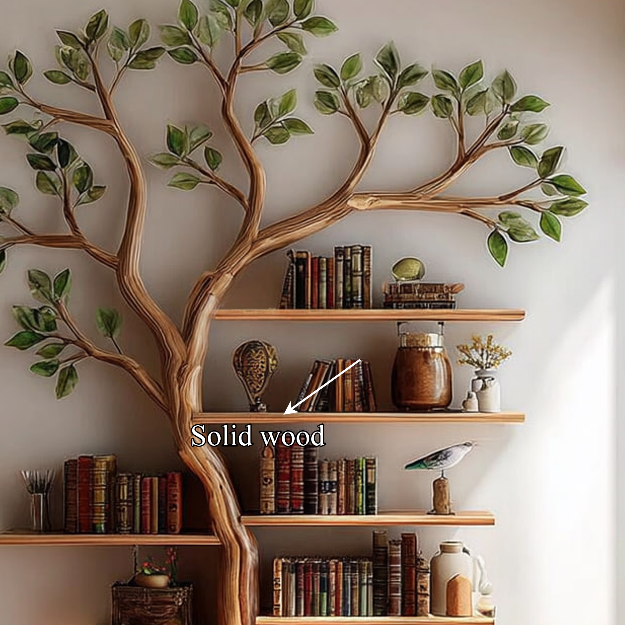 Rustic Tree Bookshelf Living Room Office Artistic Wall Display SINLKITB332