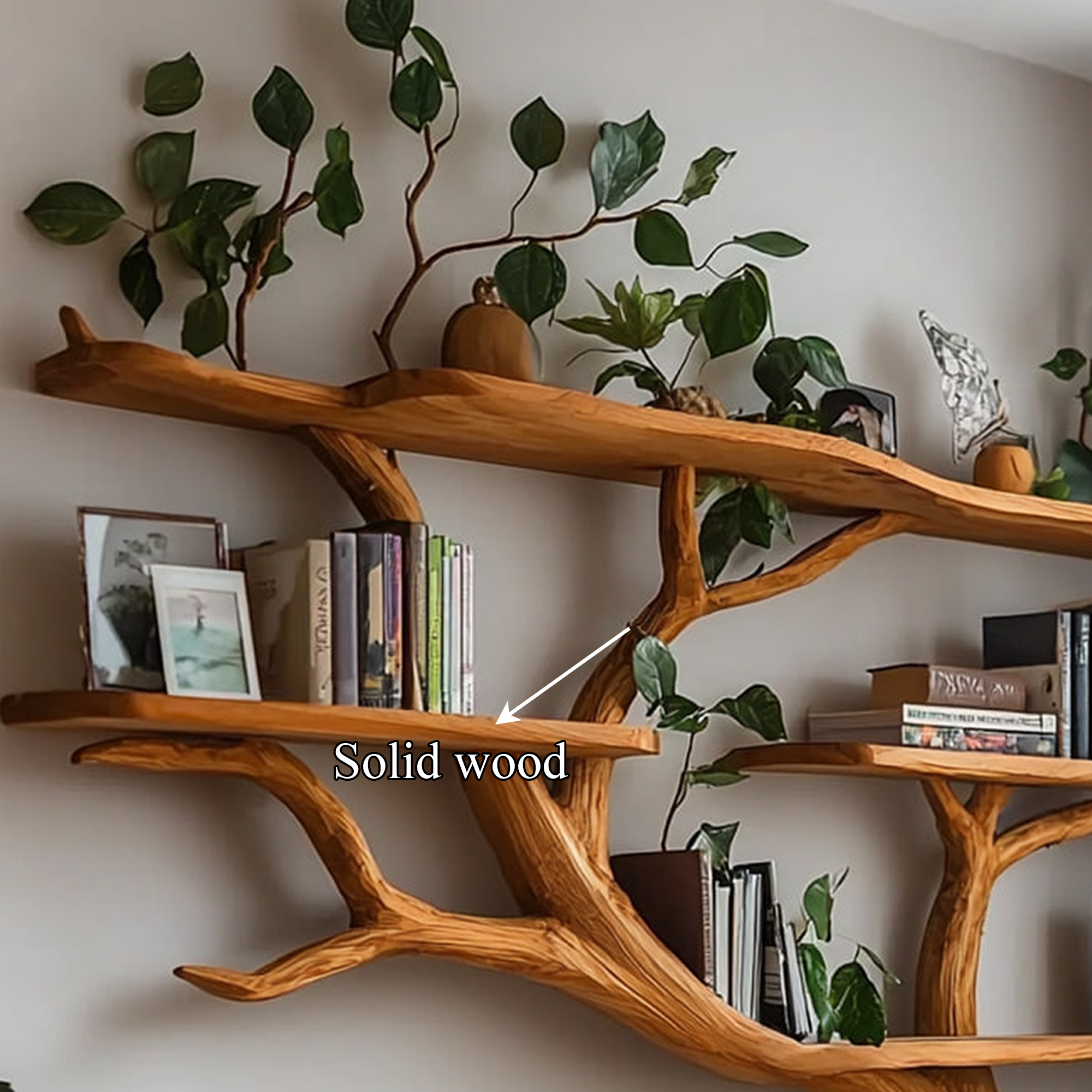 Rustic Organic Tree Wall Bookshelf Minimalist Home SINLKITBS057