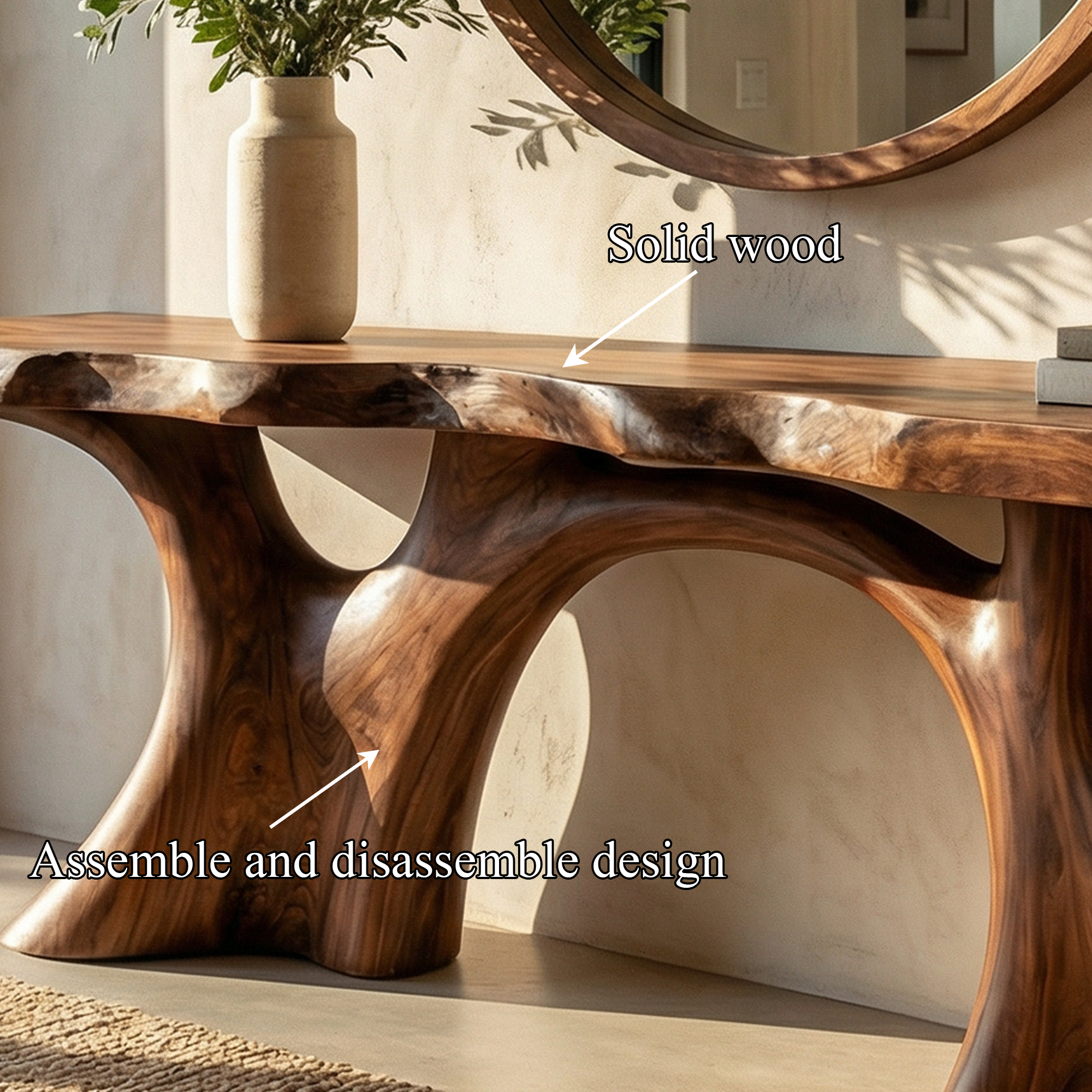 Rustic Organic Slab Console Table Sofa Back Living Room SINLKICS502
