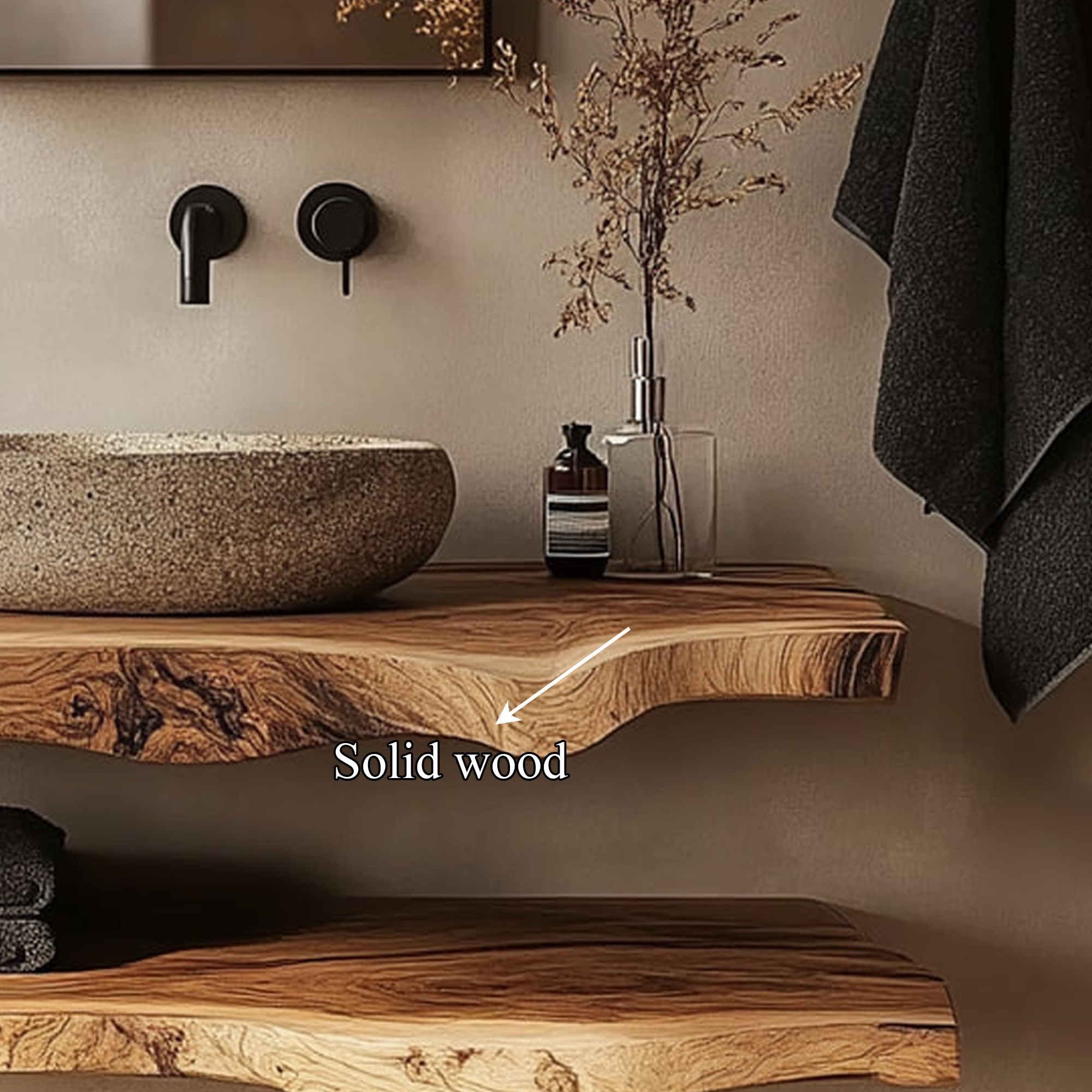 Mid Century Bathroom Vanity Shelf Minimalist Wood Bathroom Decor SINLKIBRV219