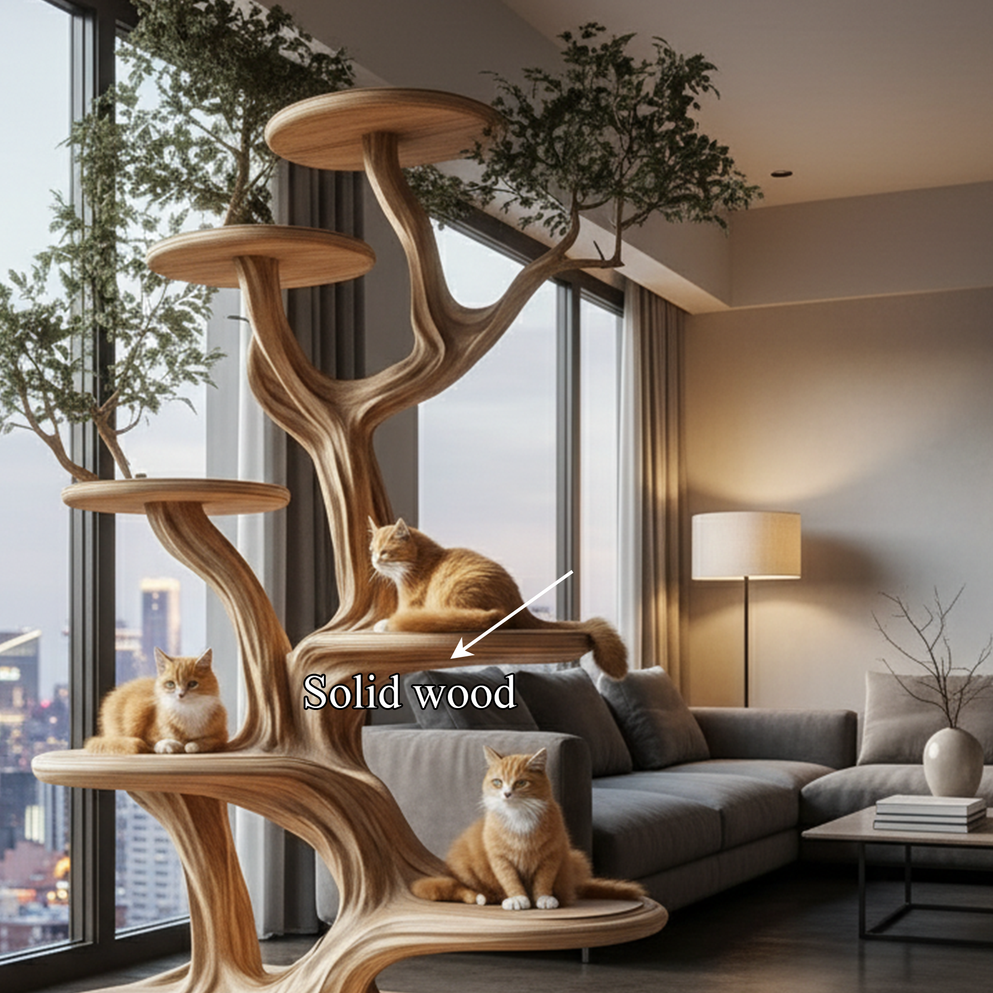Artistic Cat Tree Organic Multi-Level Climbing Shelf Living Room SINLKITT087