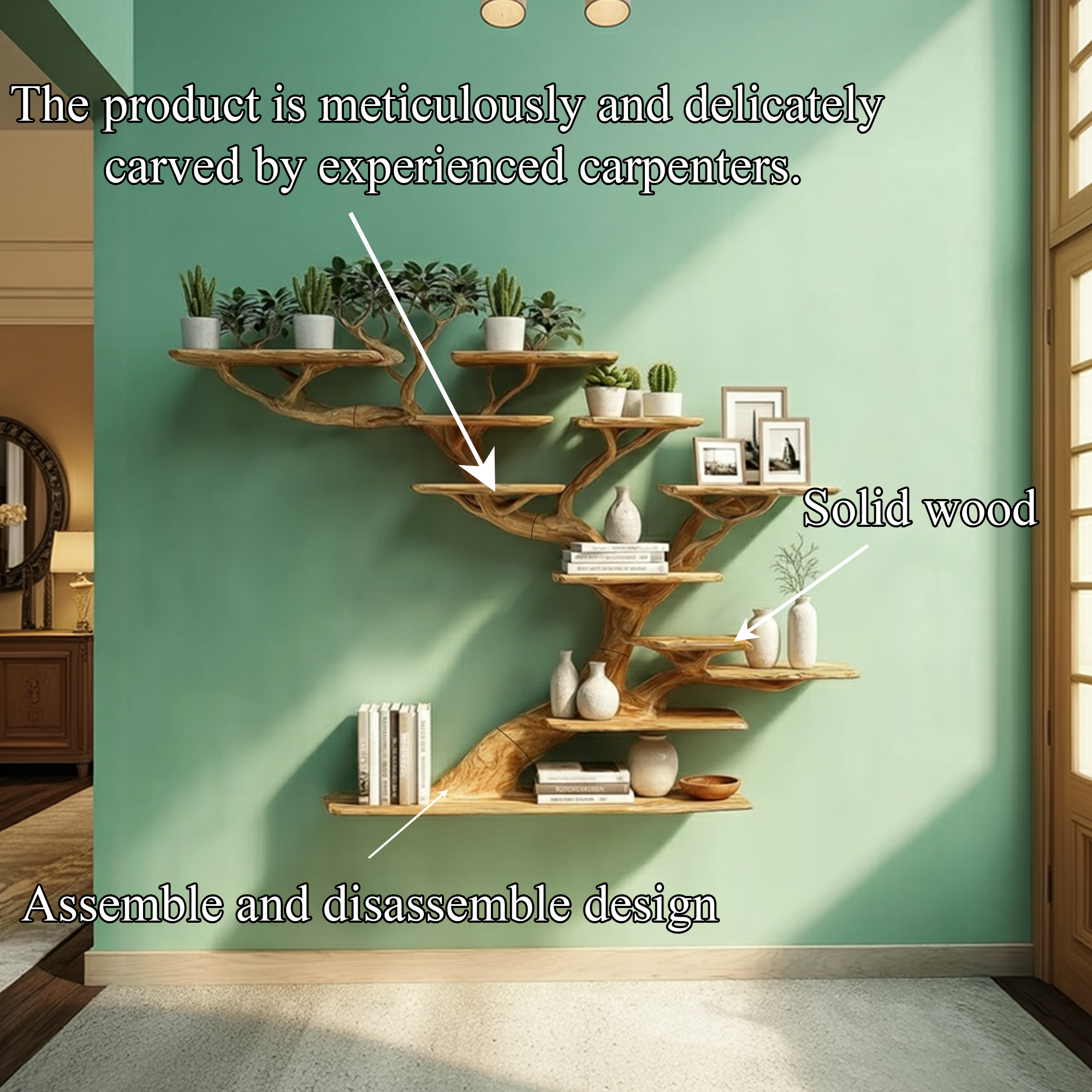 Rustic Organic Branch Shelf Living Room Or Study Room SINLKITB599