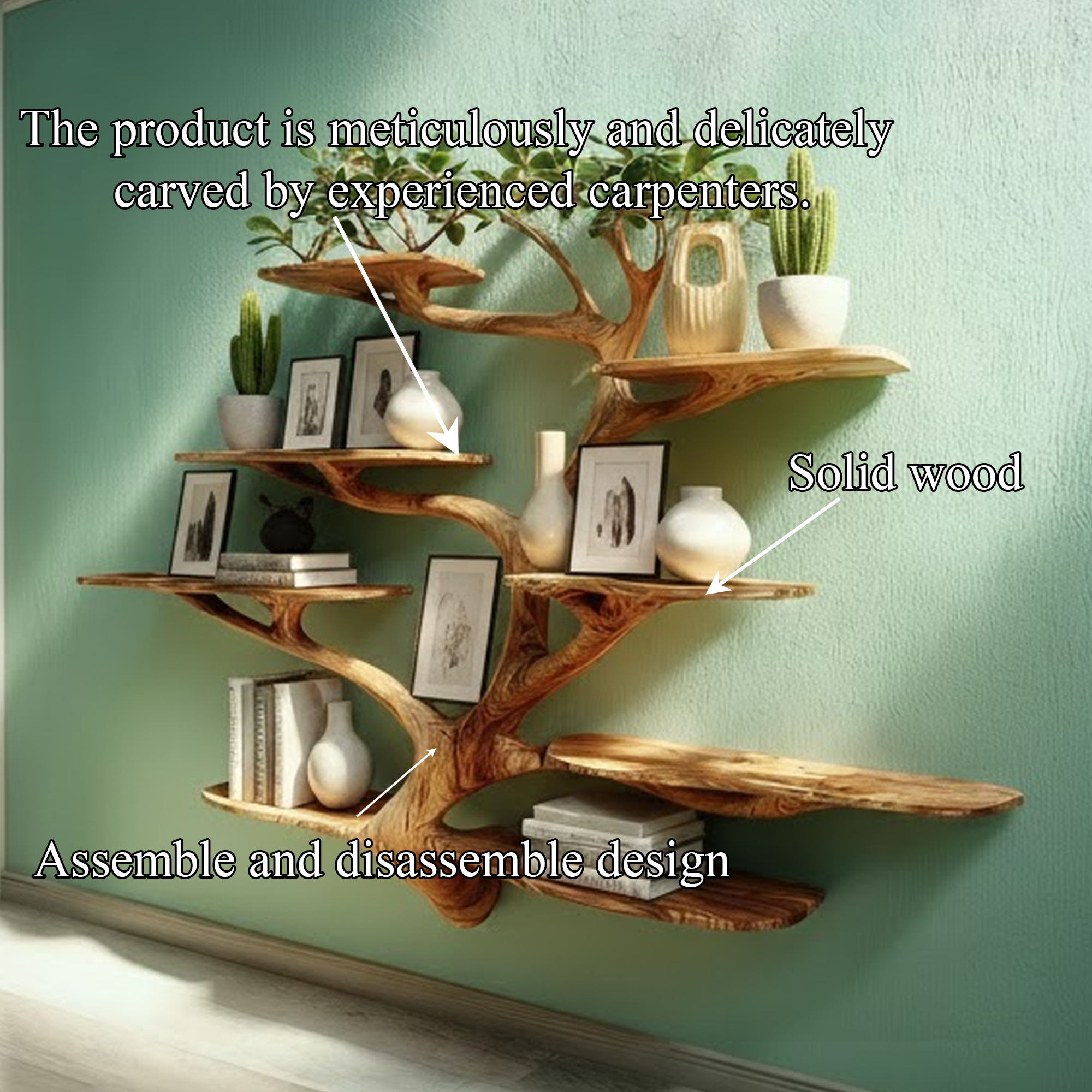 Rustic Organic Tree Branch Shelf Living Room Or Office SINLKITB600