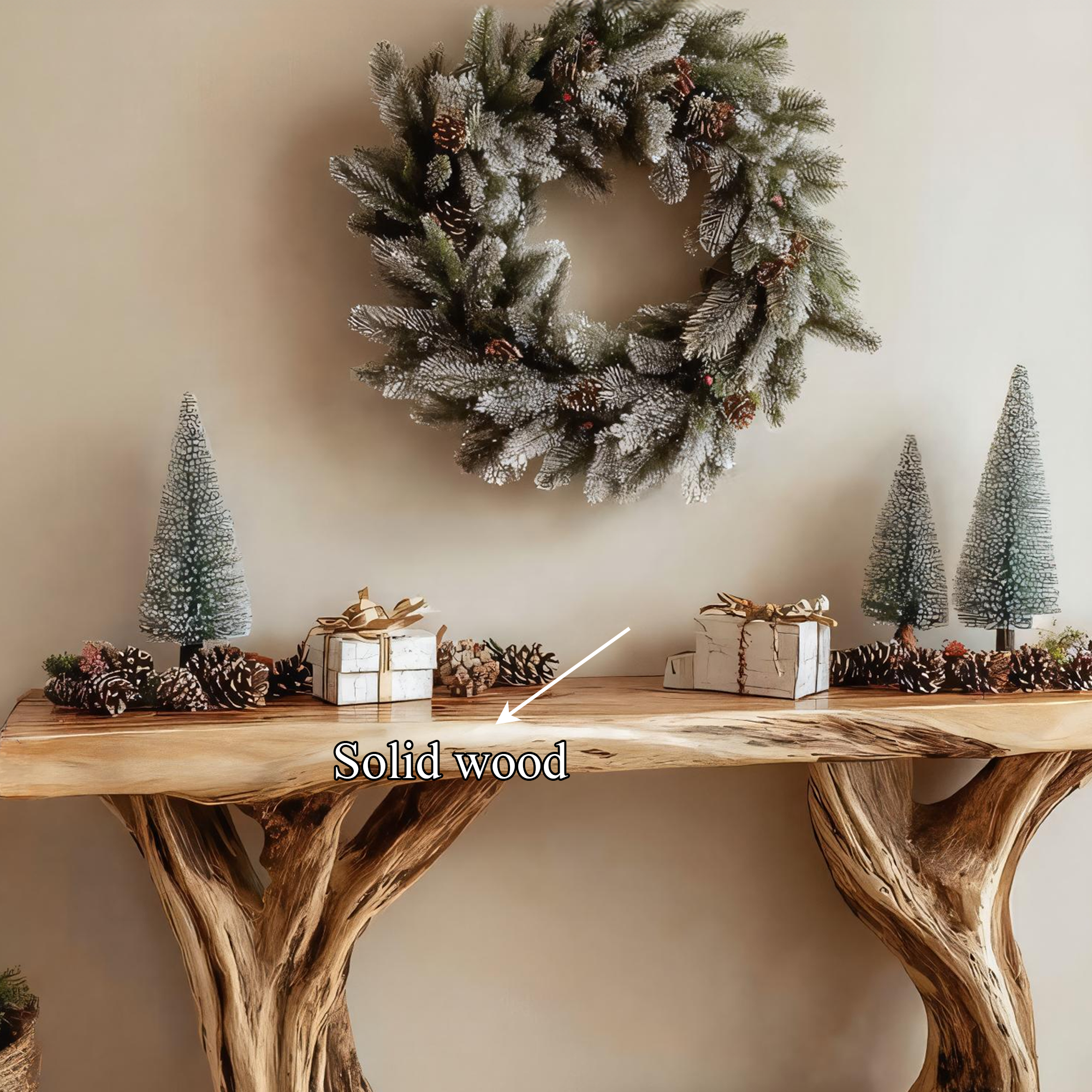 Rustic Live Edge Console Table Christmas Holiday Style SINLKICS362