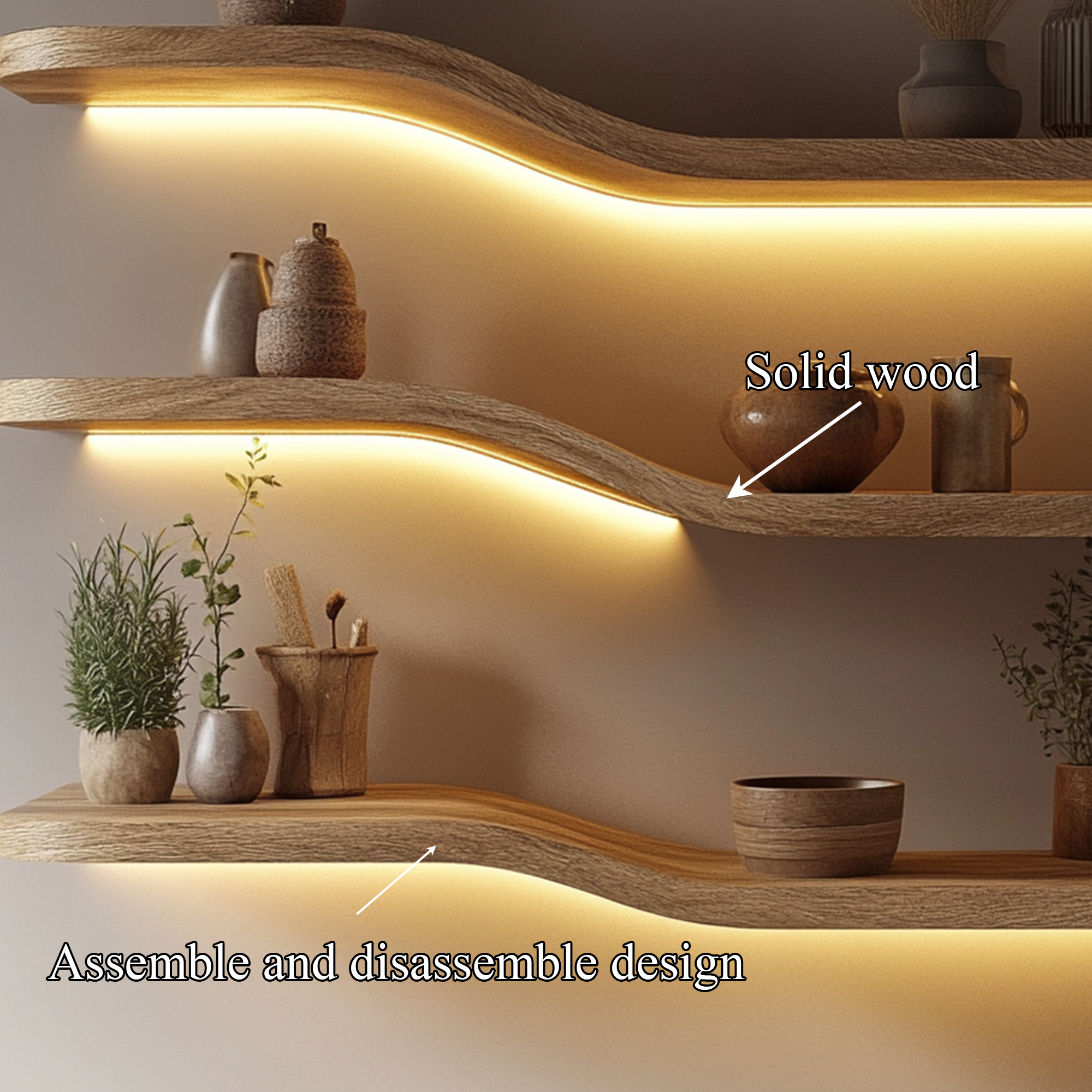 Floating Shelves Organic Modern Living Room Interior SINLKIFL389