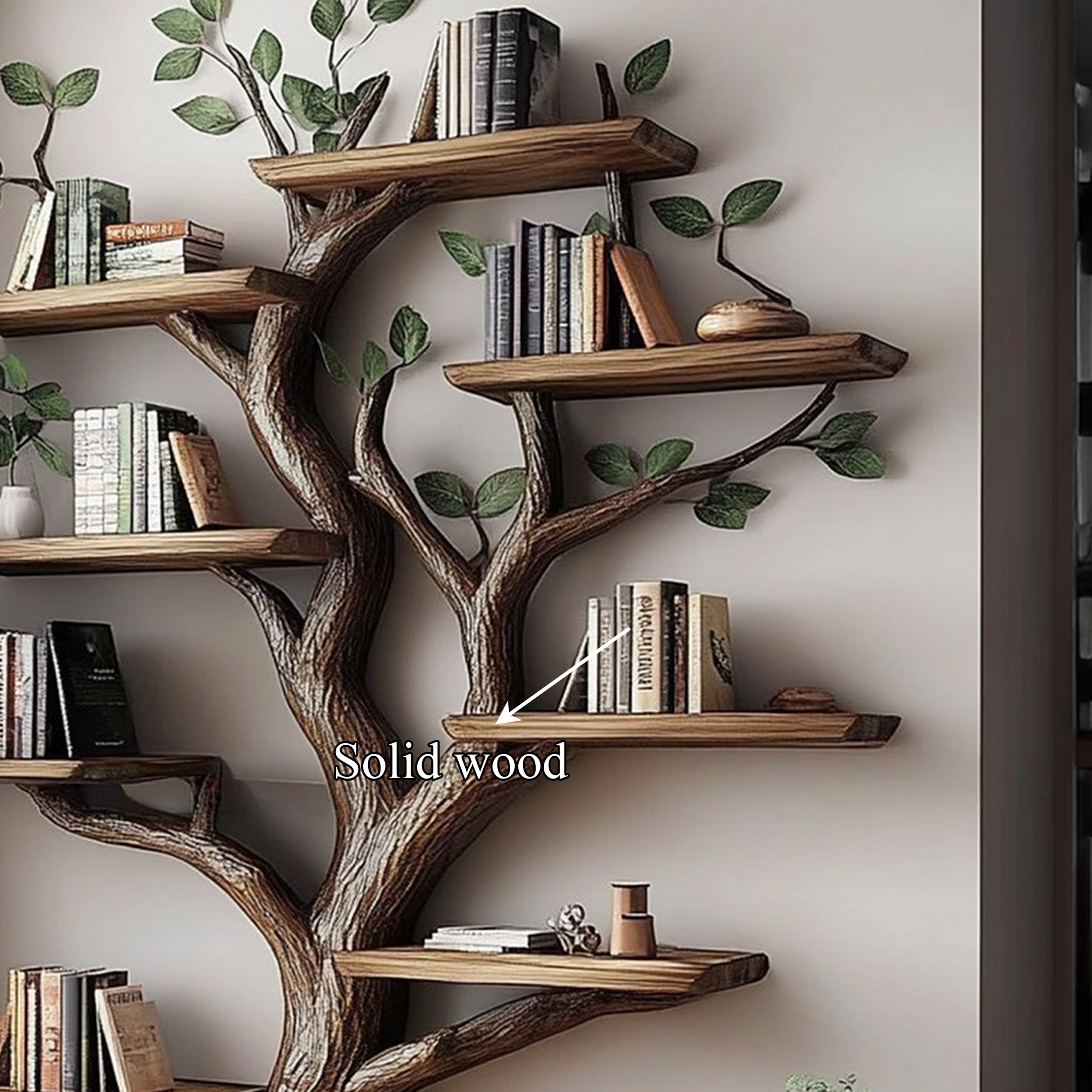 Rustic Solid Wood Tree Bookshelf For Living Room Or Study Room SINLKITB527