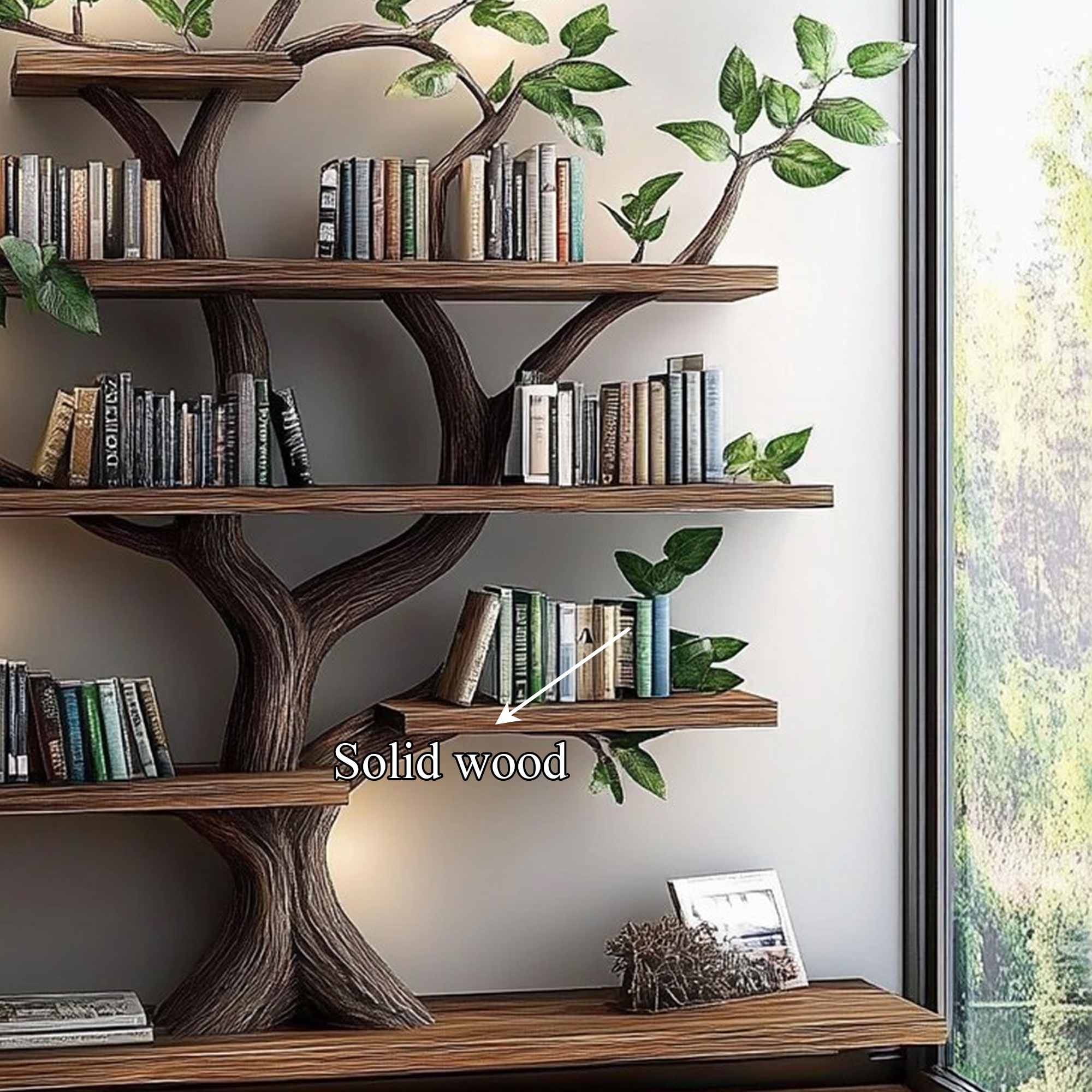 Rustic Organic Tree Bookshelf Sculptural Design Living Room SINLKITB525