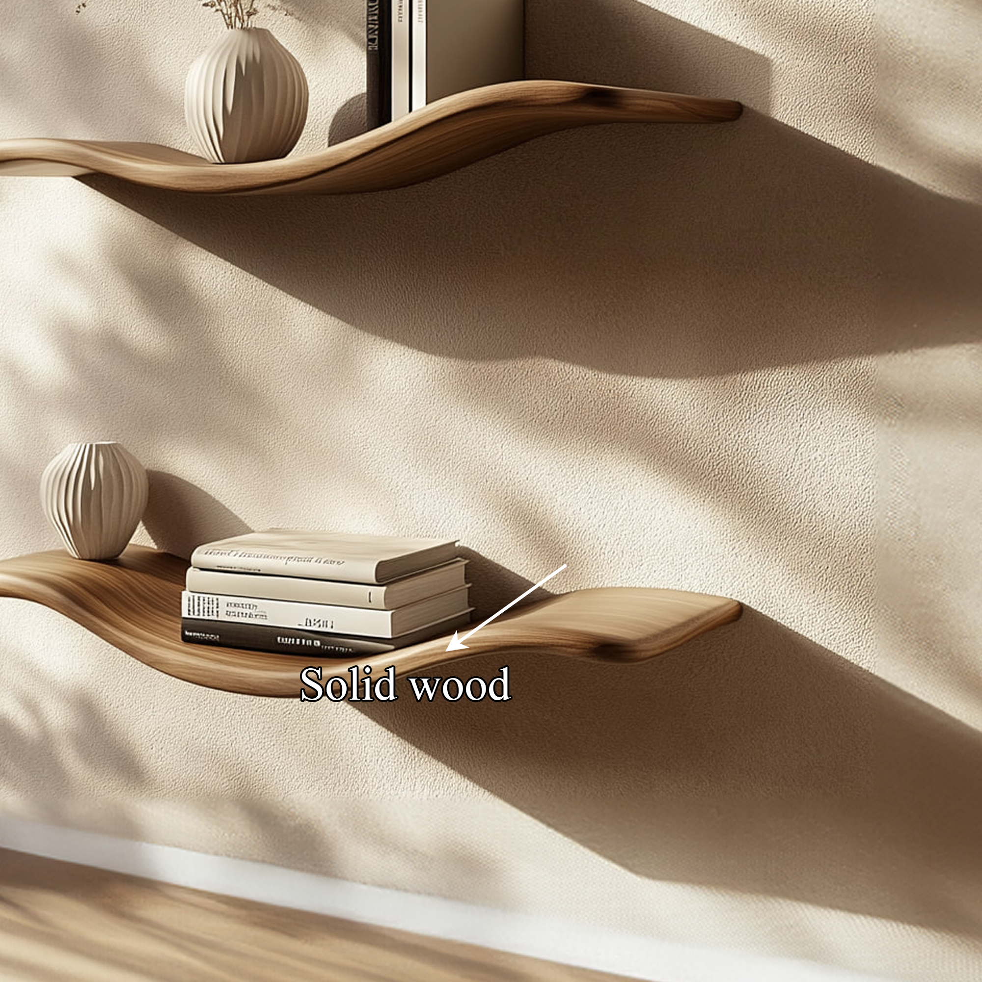 Rustic Wave Floating Shelf Ambient Wall Living Room Or Study Room SINLKIFL313