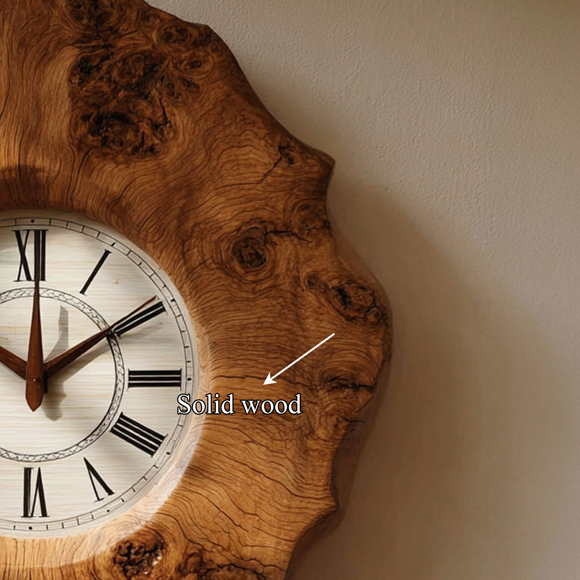 Handcrafted Organic Wood Wall Clock Kitchen Or Dining Room SINLKICK001