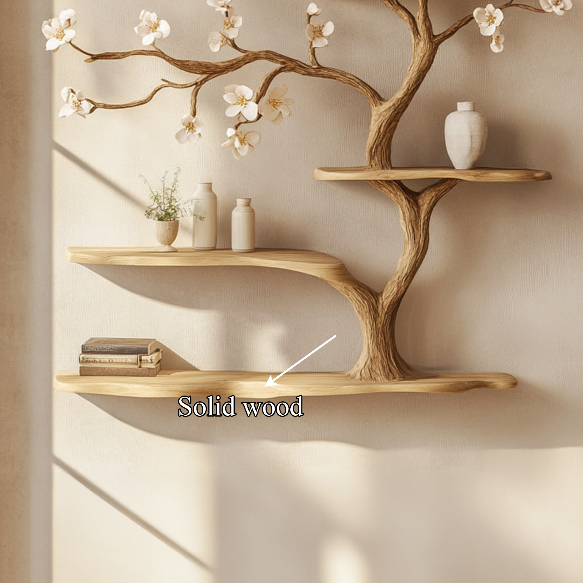 Rustic Tree Flower Shelf Artistic Bedroom Or Living Room SINLKITBS080