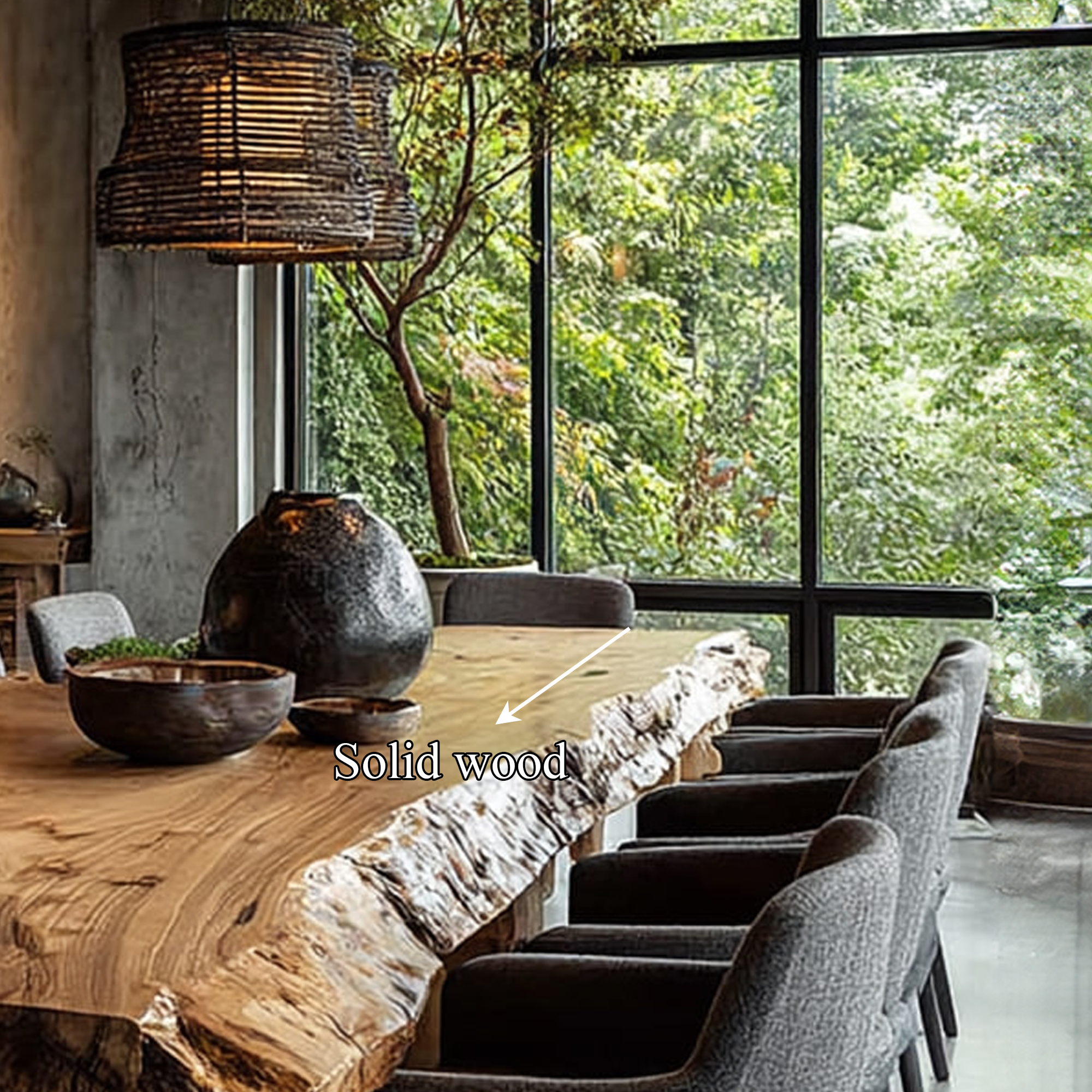 Mid Century Live Edge Table Dining Room SINLKIDT081