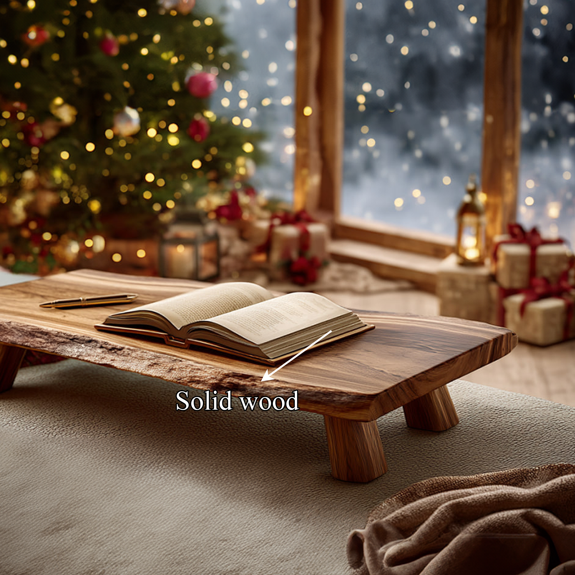 Rustic Live Edge Table Christmas Cozy Bedroom Arrangement SINLKIDK065