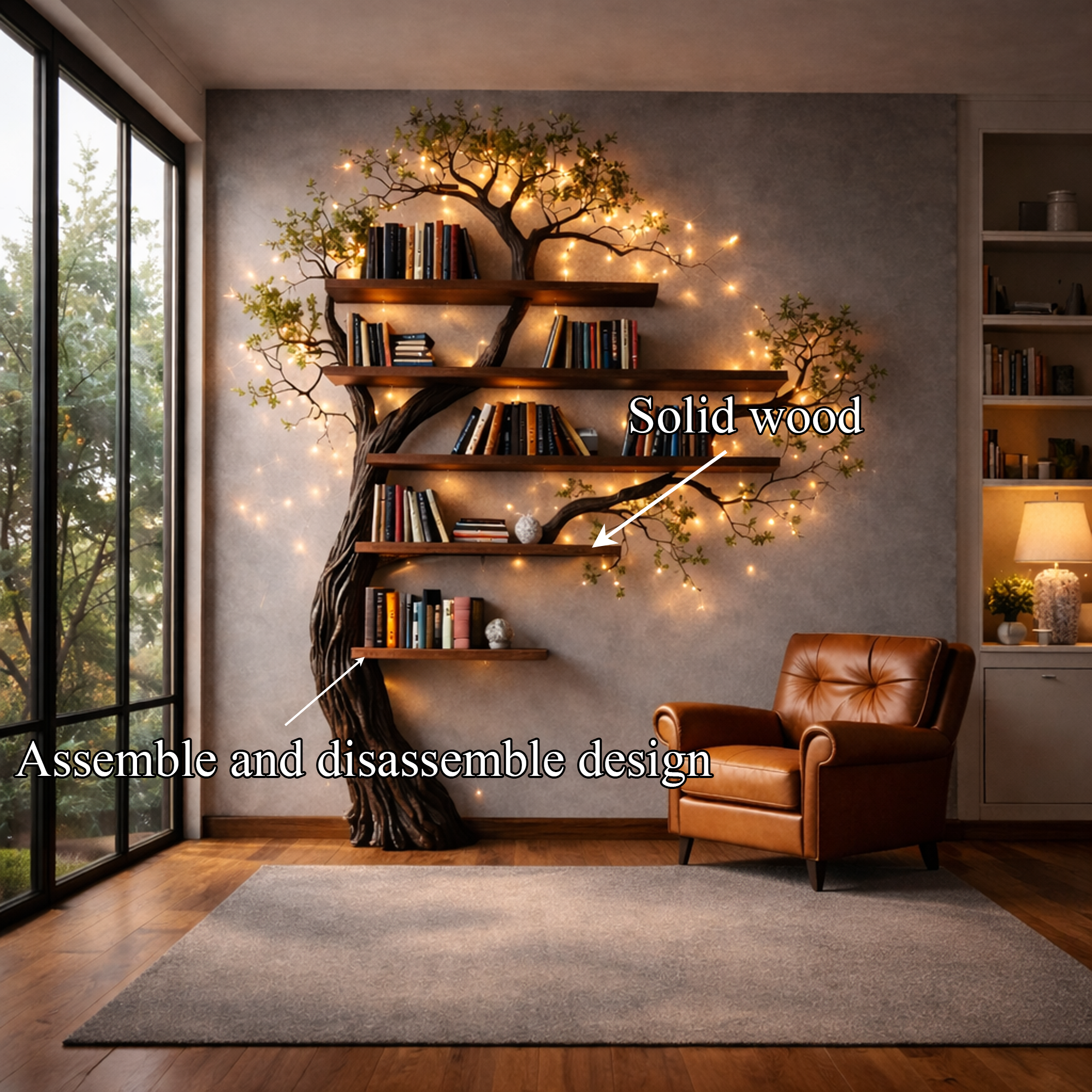 Organic Modern Wall Mounted Bookshelf For Living Room And Study SINLKITB624