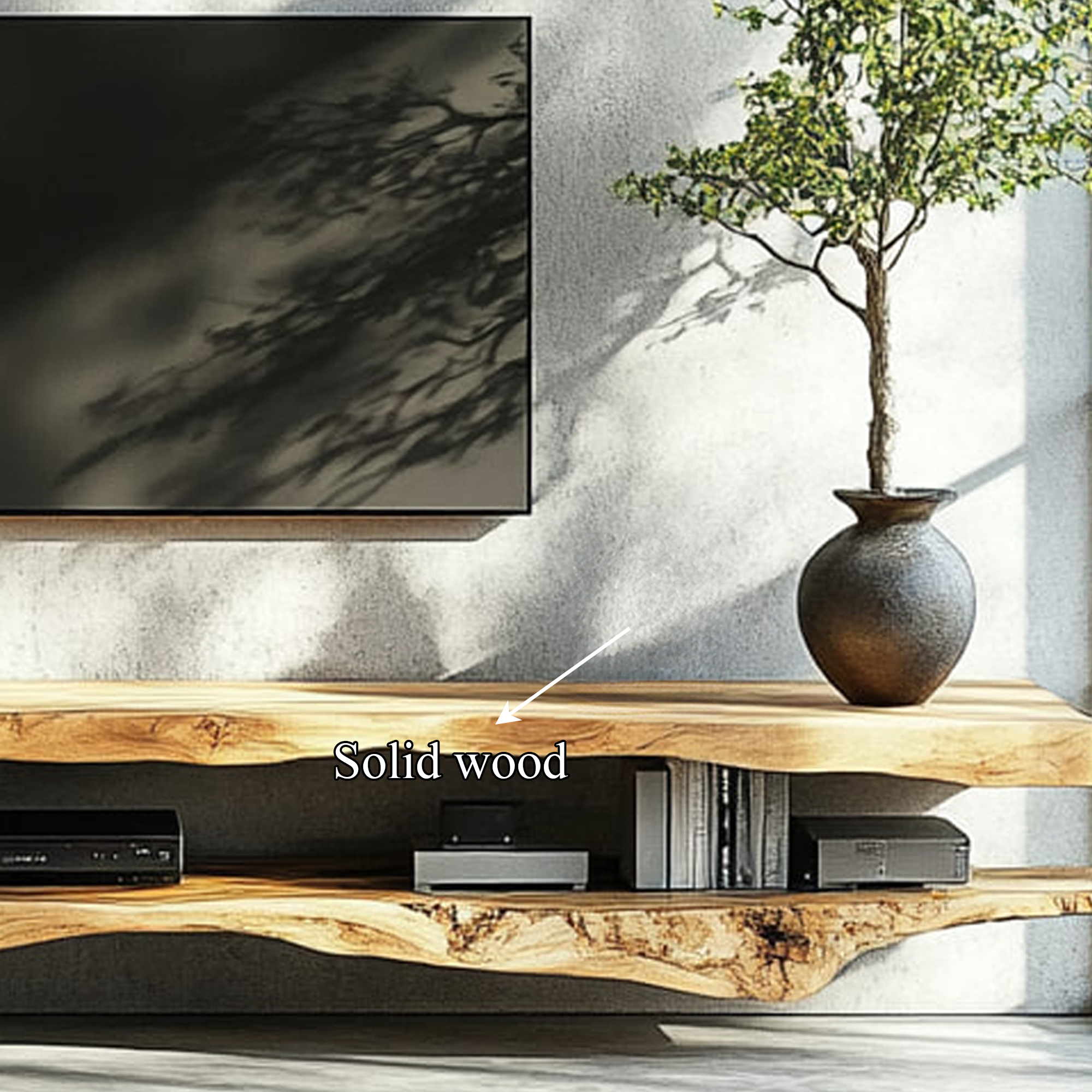 Combo 2 Pieces Rustic Floating TV Stand Living Room Media SINLKIFL188