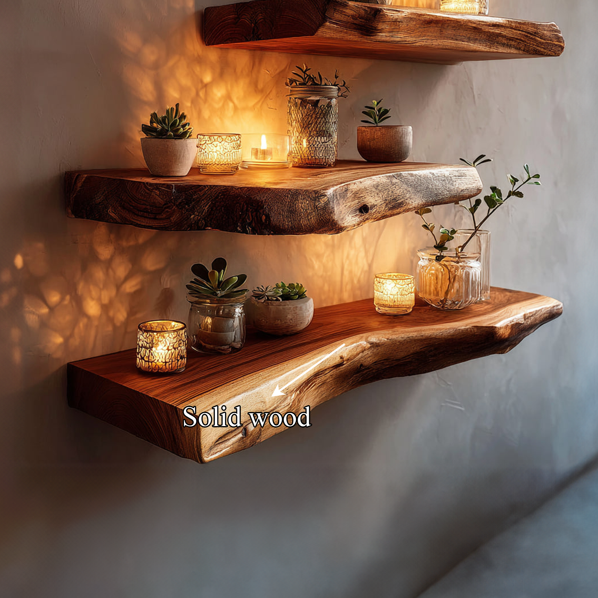 Rustic Live Edge Floating Shelf Wall Decor Living Room SINLKIFL301
