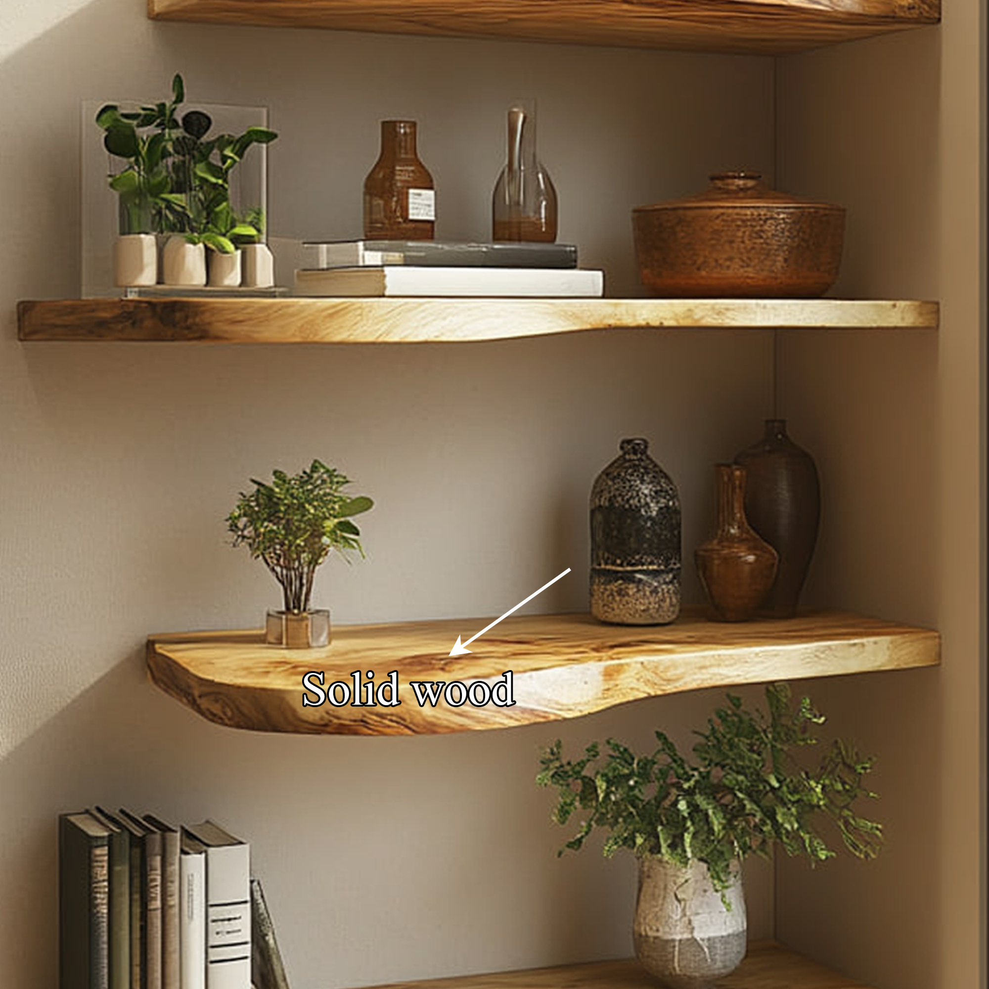 Rustic Live Edge Display Shelf Living Room Or Dining Room SINLKIFL259