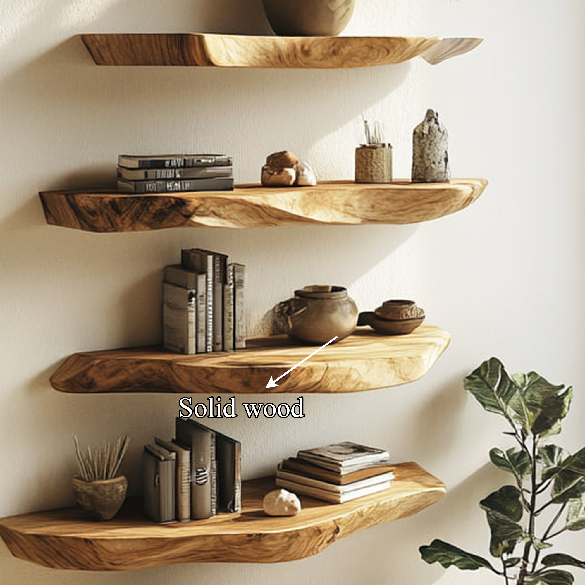 Rustic Live Edge Wall Mounted Shelf Living Room Or Kitchen SINLKIFL260