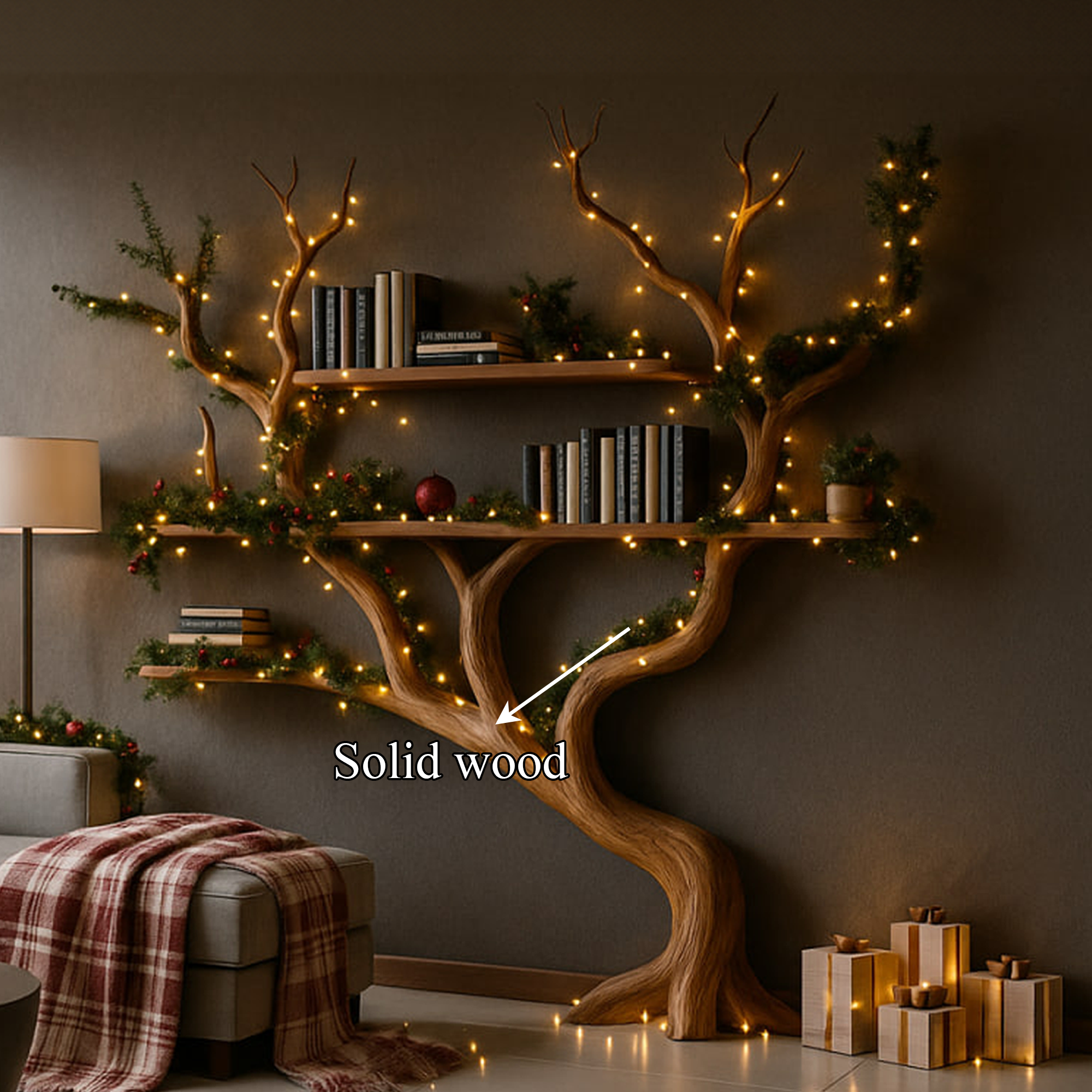 Rustic Tree Wall Shelf Bedroom Christmas Holiday SINLKITB497